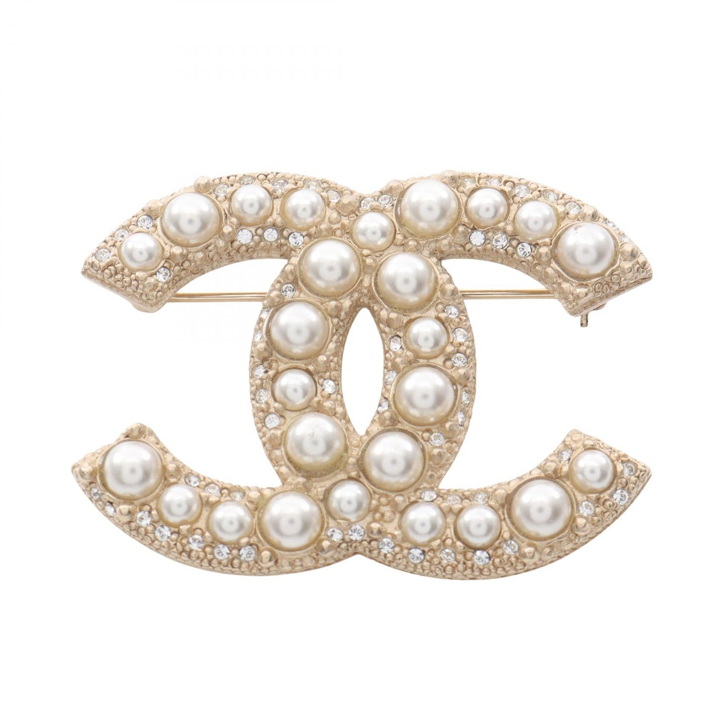 Chanel Coco Mark Brooch Faux Pearl Rhinestone Brooch