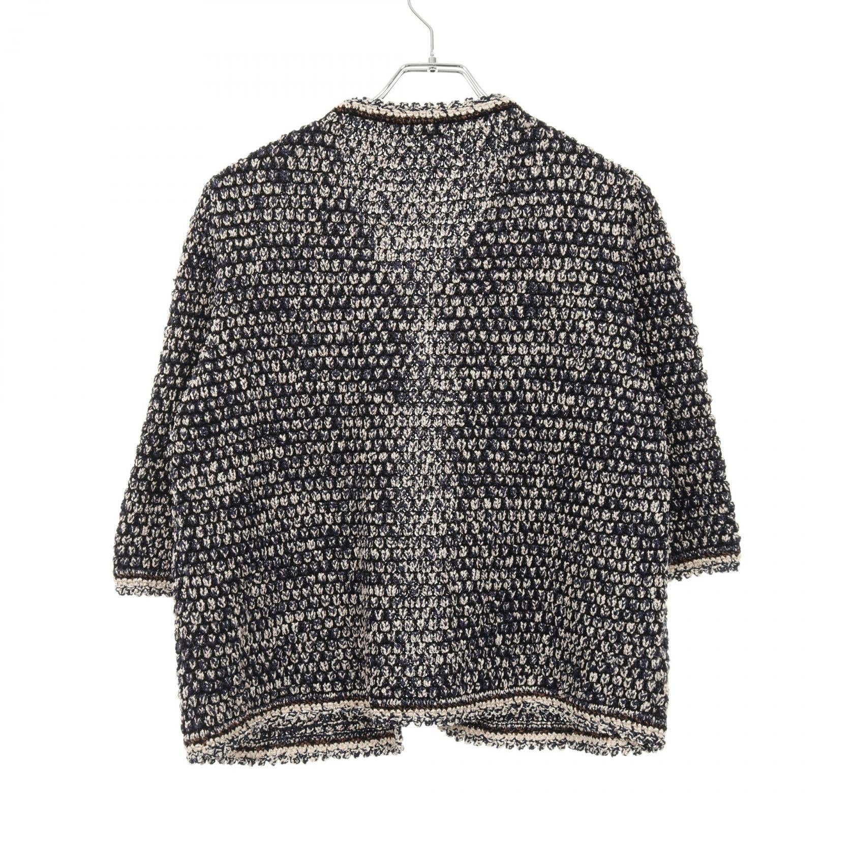 Chanel Coco Mark Chain Knit Cardigan Rayon Nylon Top Bag