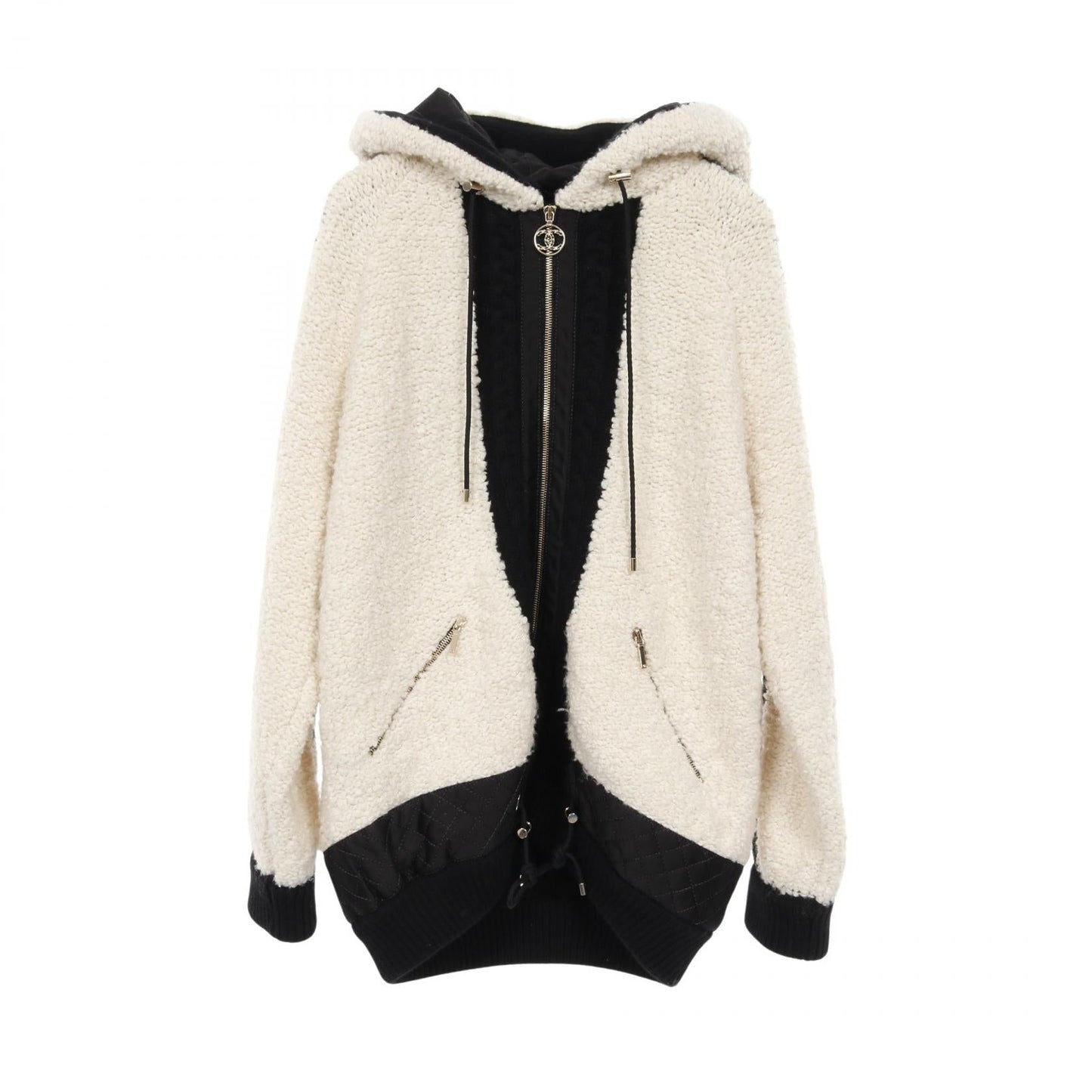 Chanel Coco Mark Zipper Matelassé Quilting Wool Cashmere Knit Outerwear Handbag
