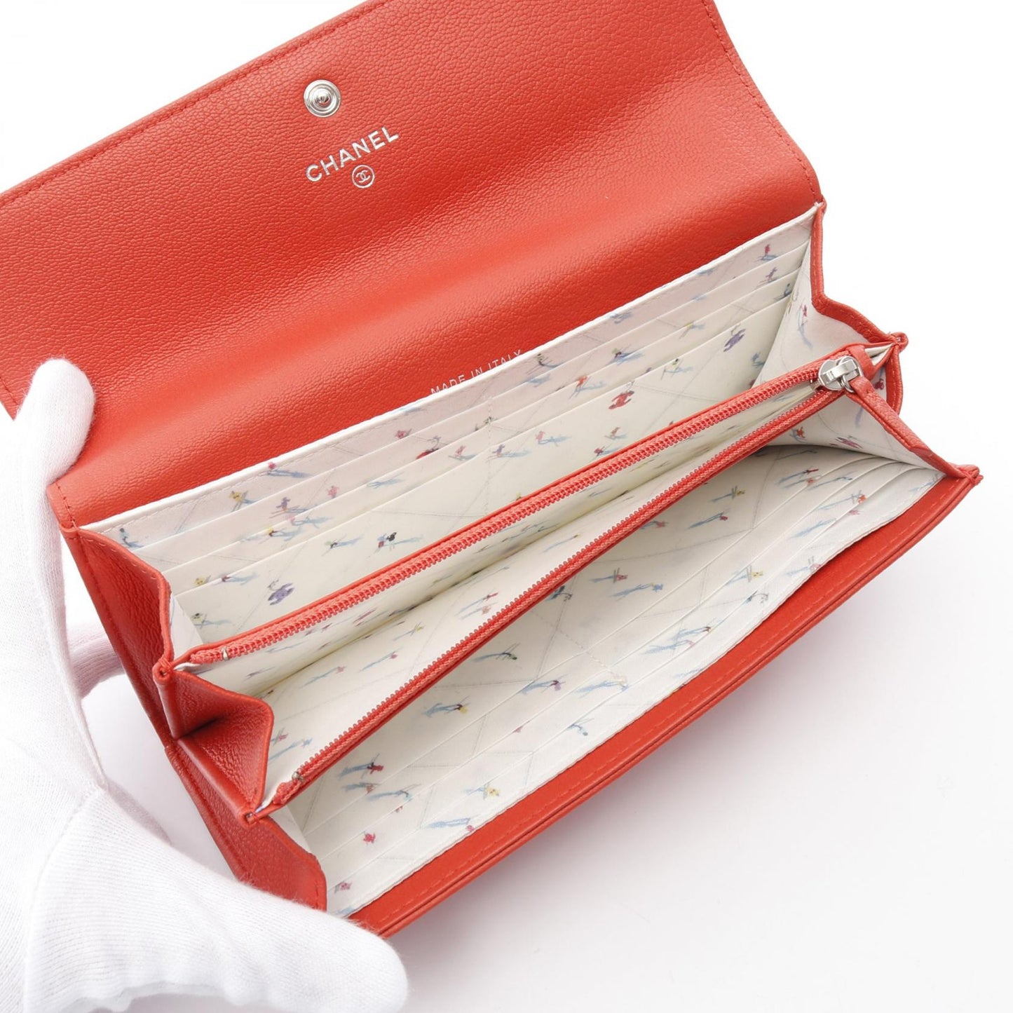 Chanel Coco Mark Ski Motif Grained Calfskin Long Wallet
