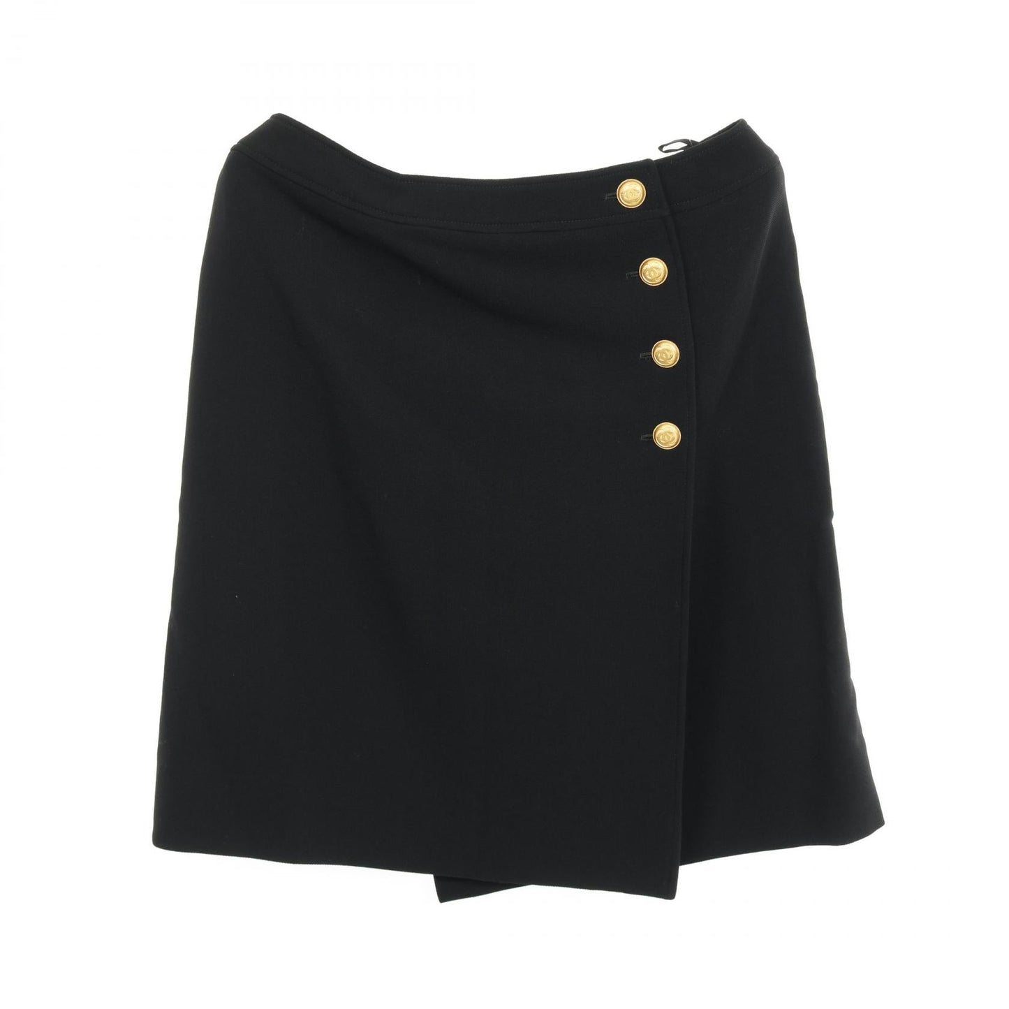 Chanel Coco Mark Button Wool Skirt