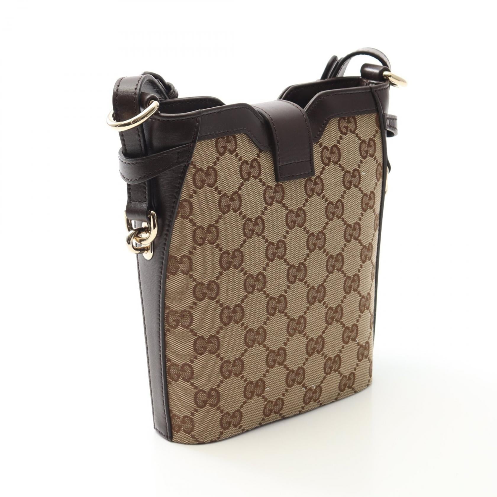 Gucci Shadow Shoulder Bag Leather Canvas