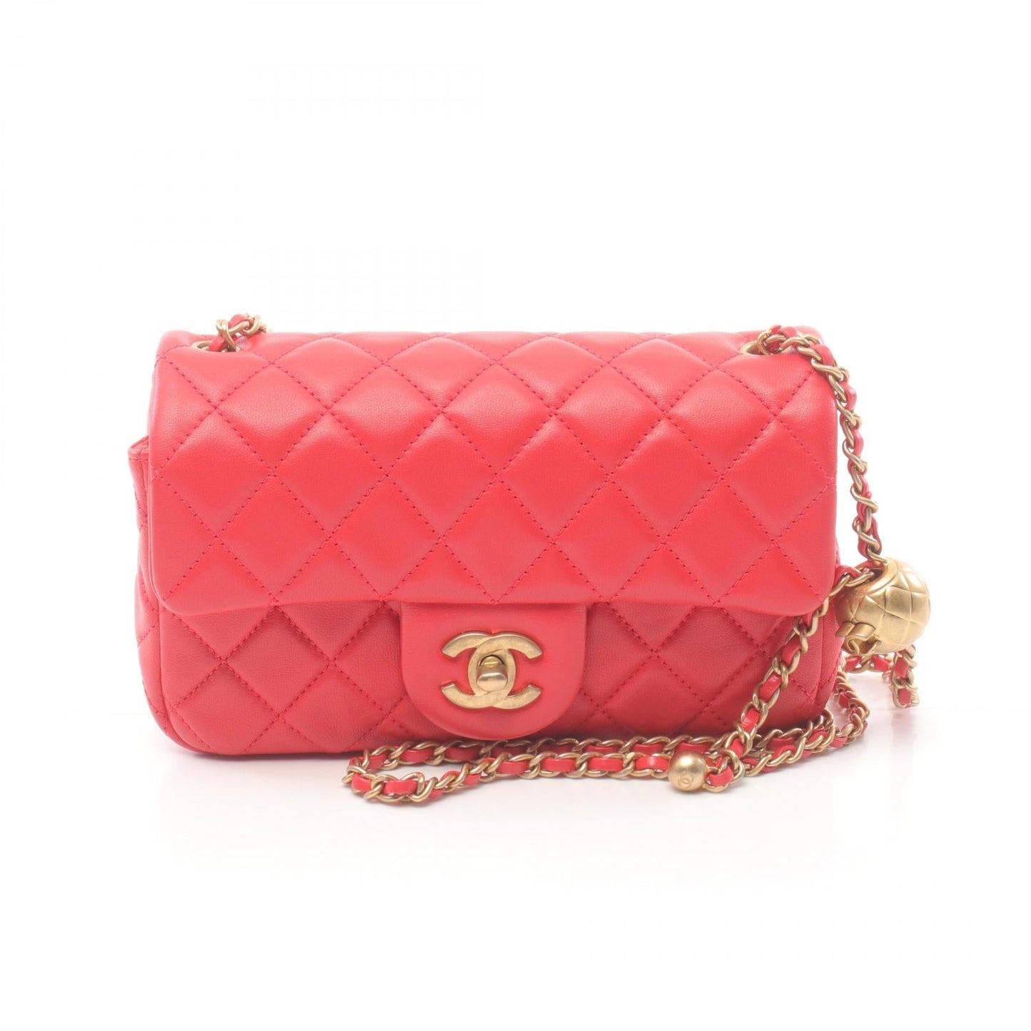Chanel Lambskin Matelasse Mini Flap Bag Red