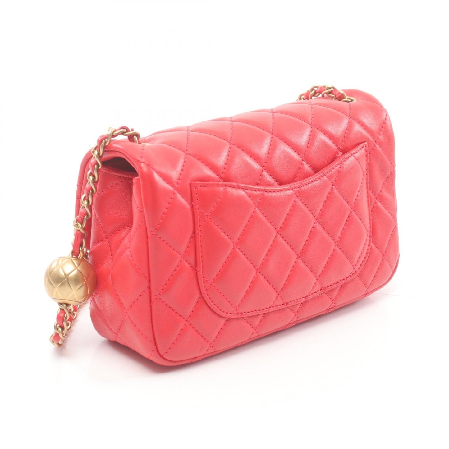 Chanel Lambskin Matelasse Mini Flap Bag Red
