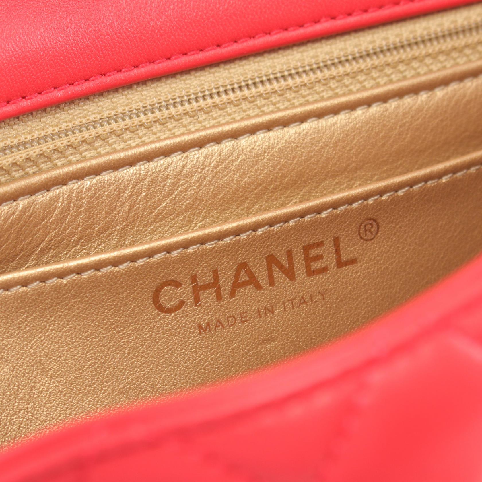 Chanel Lambskin Matelasse Mini Flap Bag Red