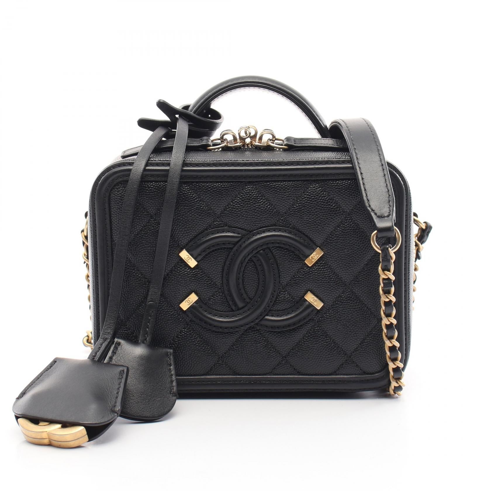 Chanel Cc Filigree Grained Calfskin 2Way Shoulder Bag
