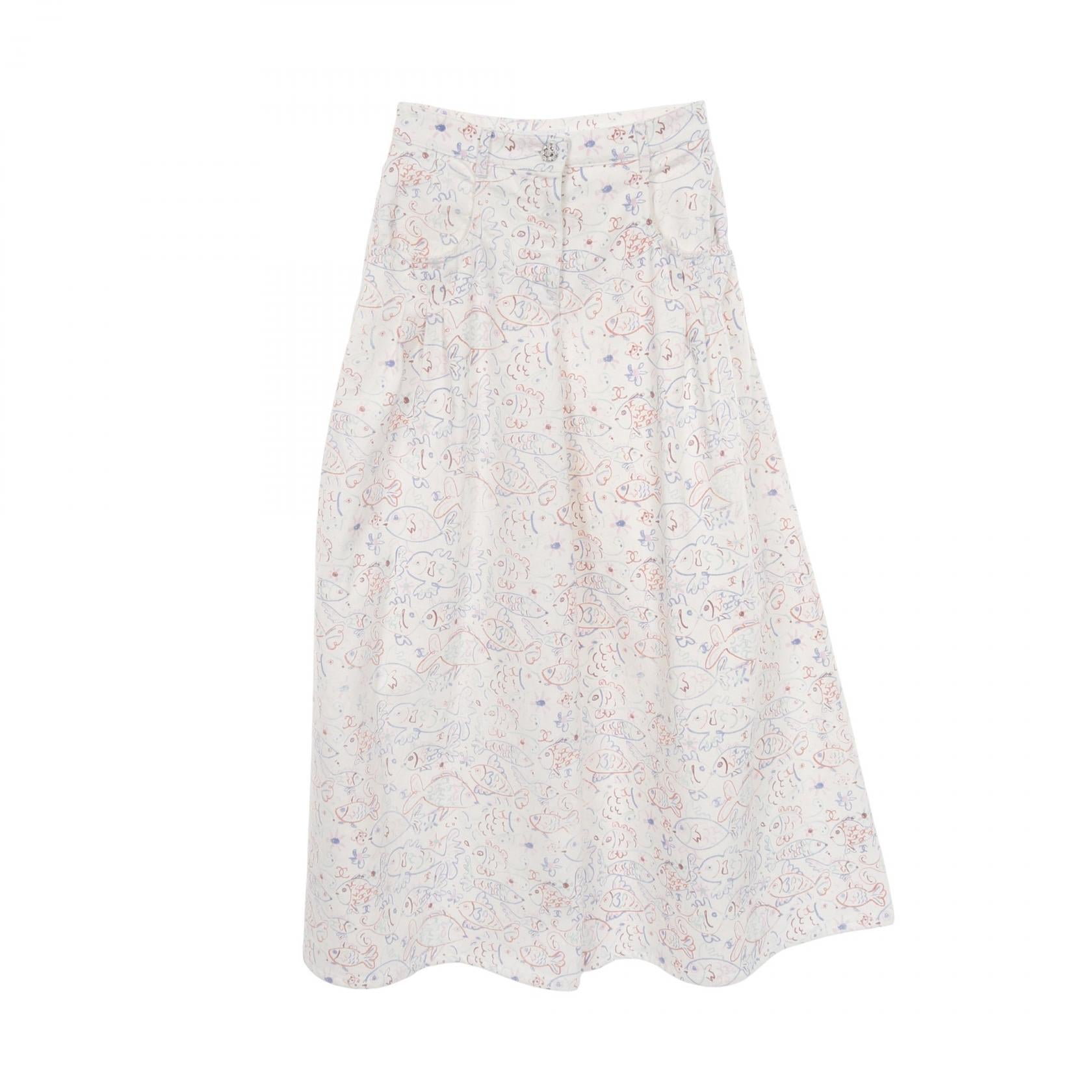Chanel Marine Print Cotton Denim Pants