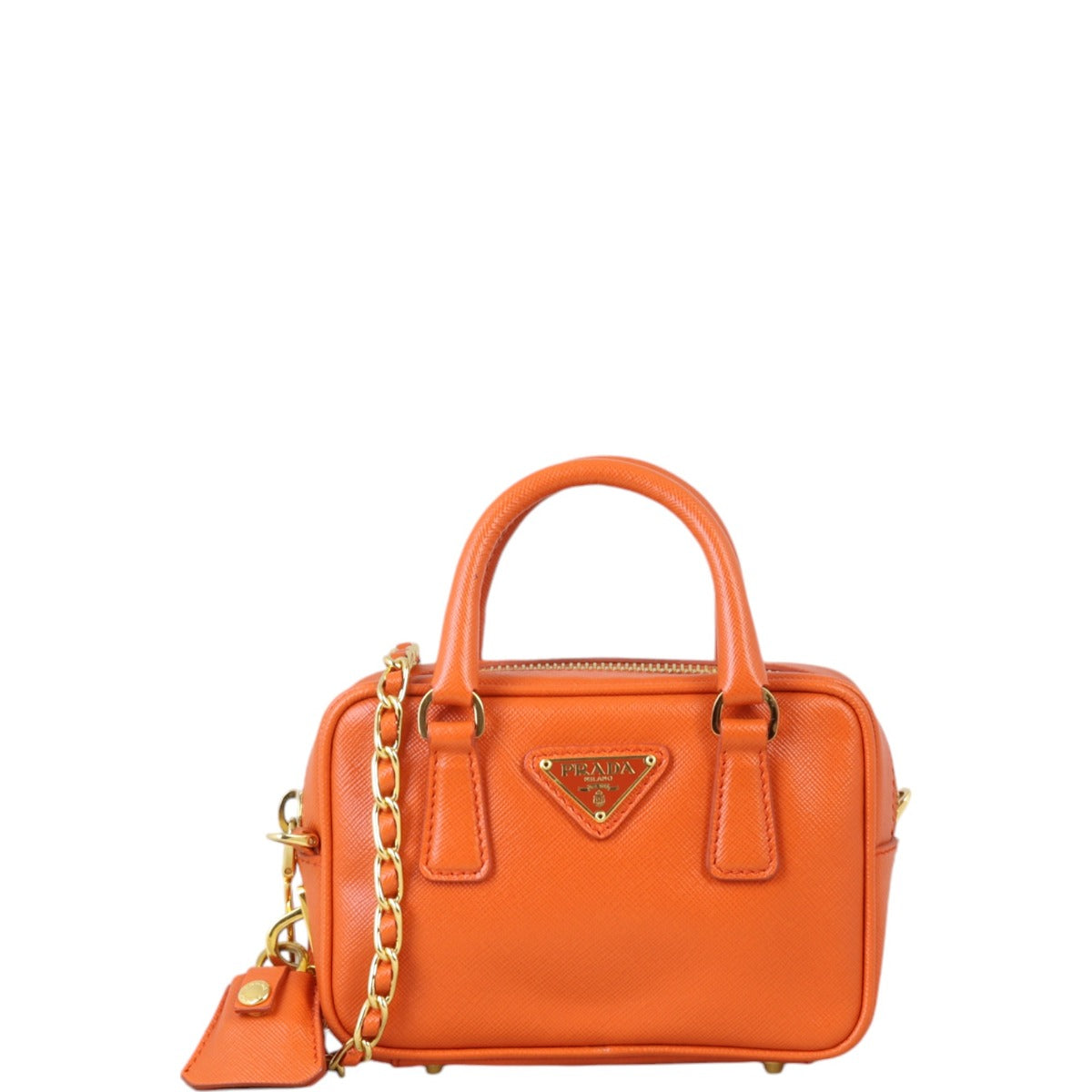 Prada Crossbody Bag Lux Saffiano Orange Mini