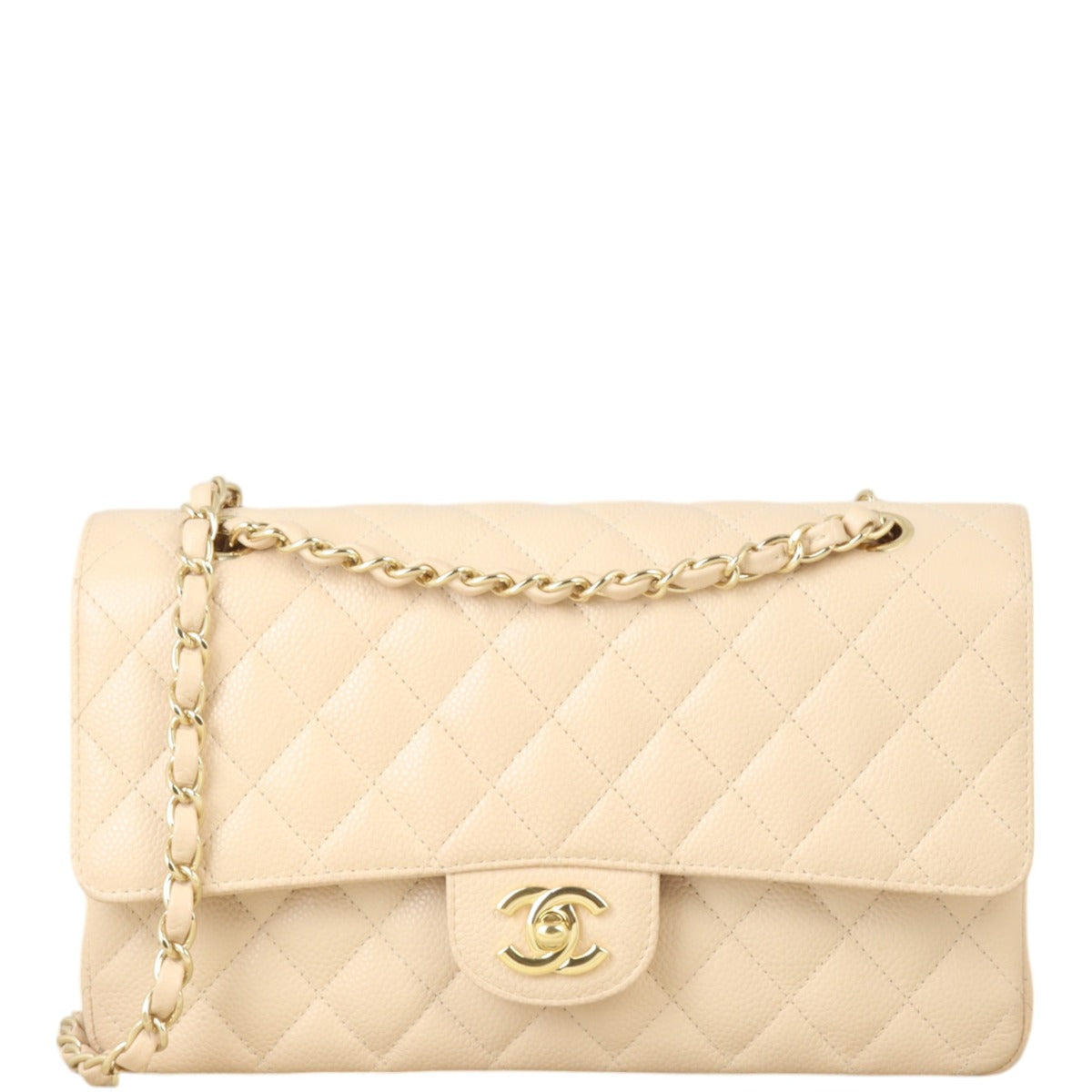 Chanel Classic Double Flap Caviar Handbag Quilted Pink Crossbody Bag