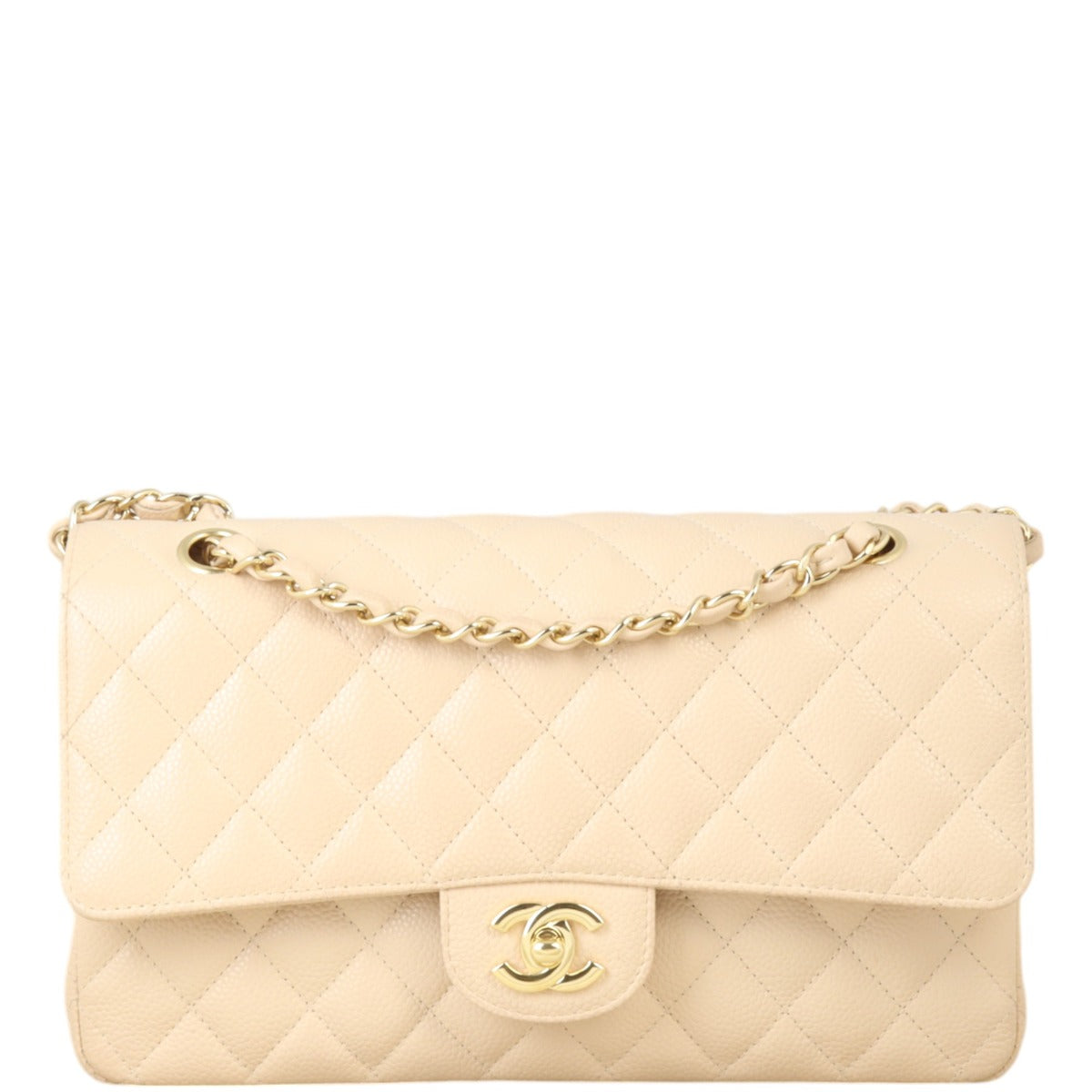 Chanel Classic Double Flap Caviar Handbag Quilted Pink Crossbody Bag