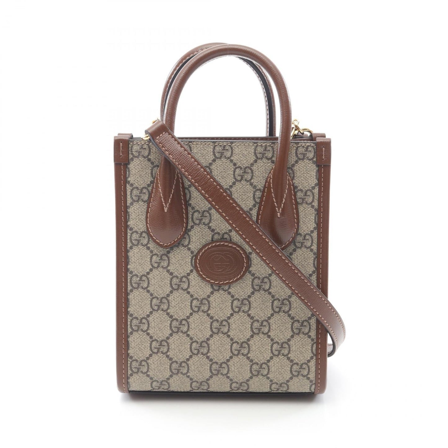 Gucci Interlocking Pvc Coated 2Way Tote Bag Leather Canvas