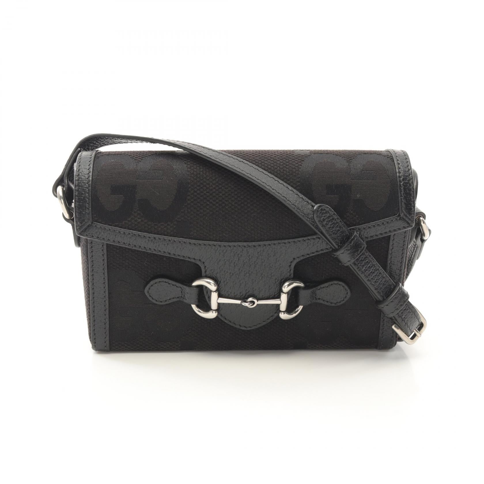 Gucci Horsebit Jumbo Shoulder Bag Leather Canvas
