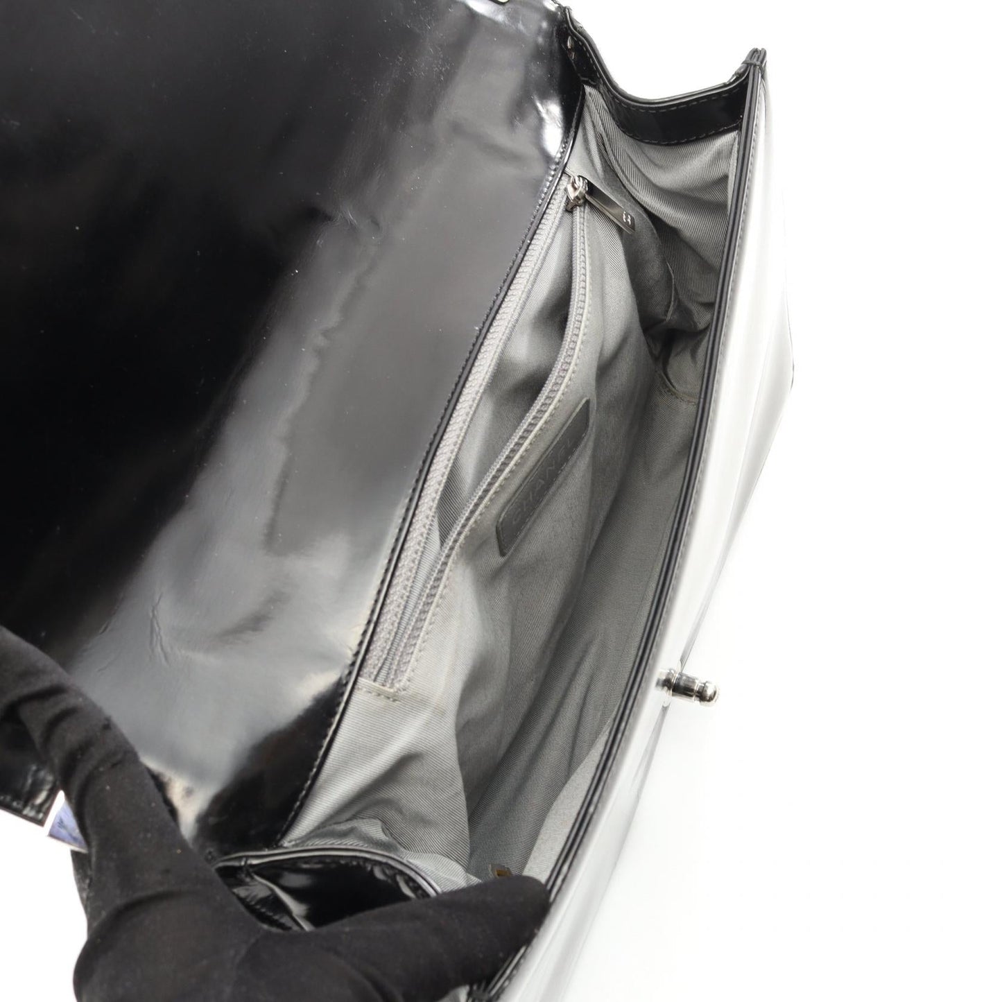 Chanel Boy Chanel Patent Leather Shoulder Bag