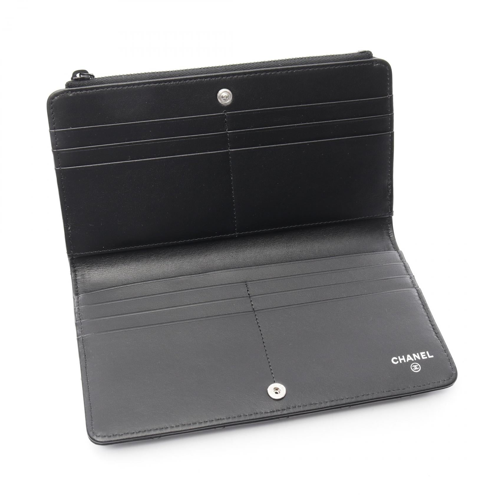 Chanel Matelasse So Black Calfskin Long Wallet