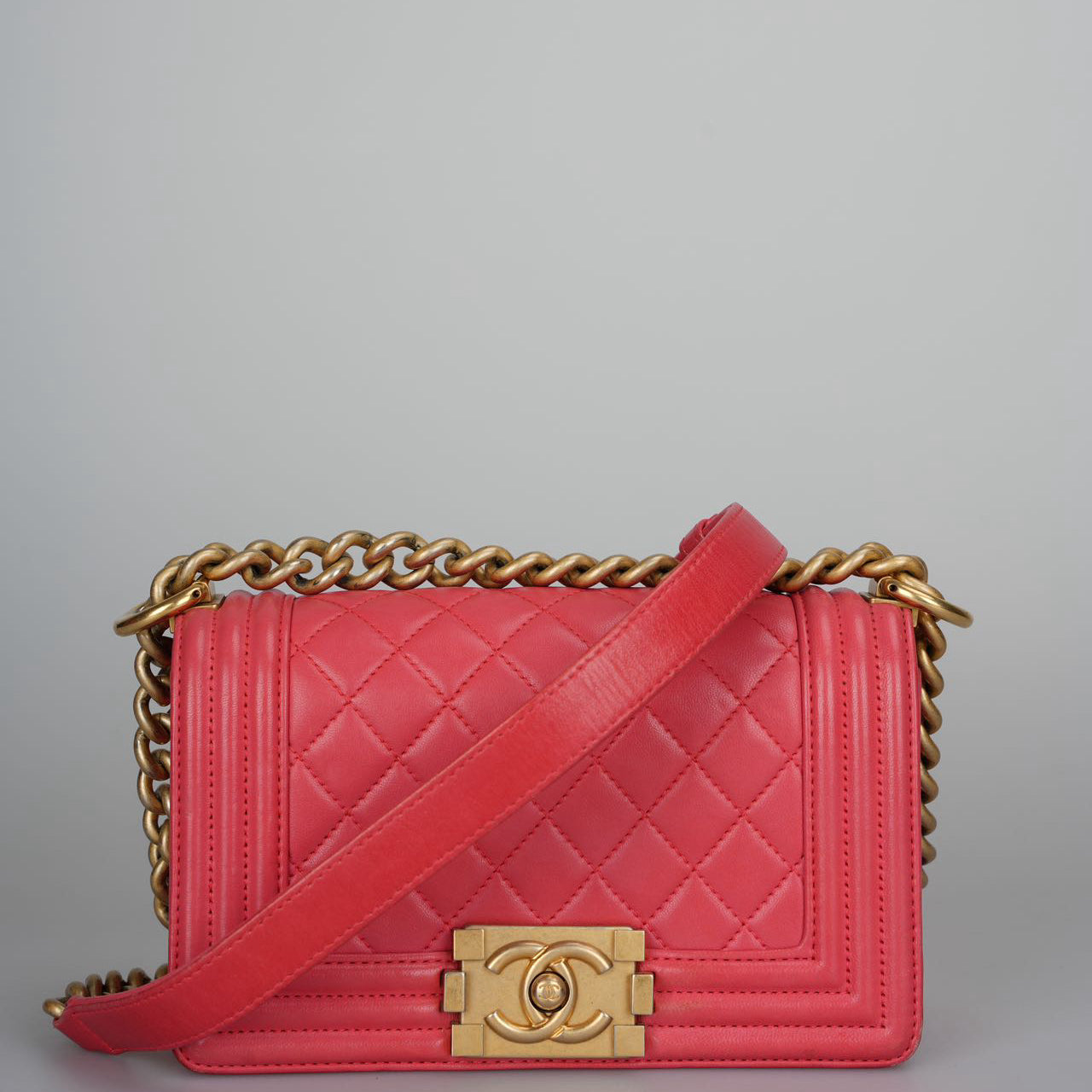 Chanel Lambskin Quilted Small Boy Flap Bag in Pink with Gold Hardware