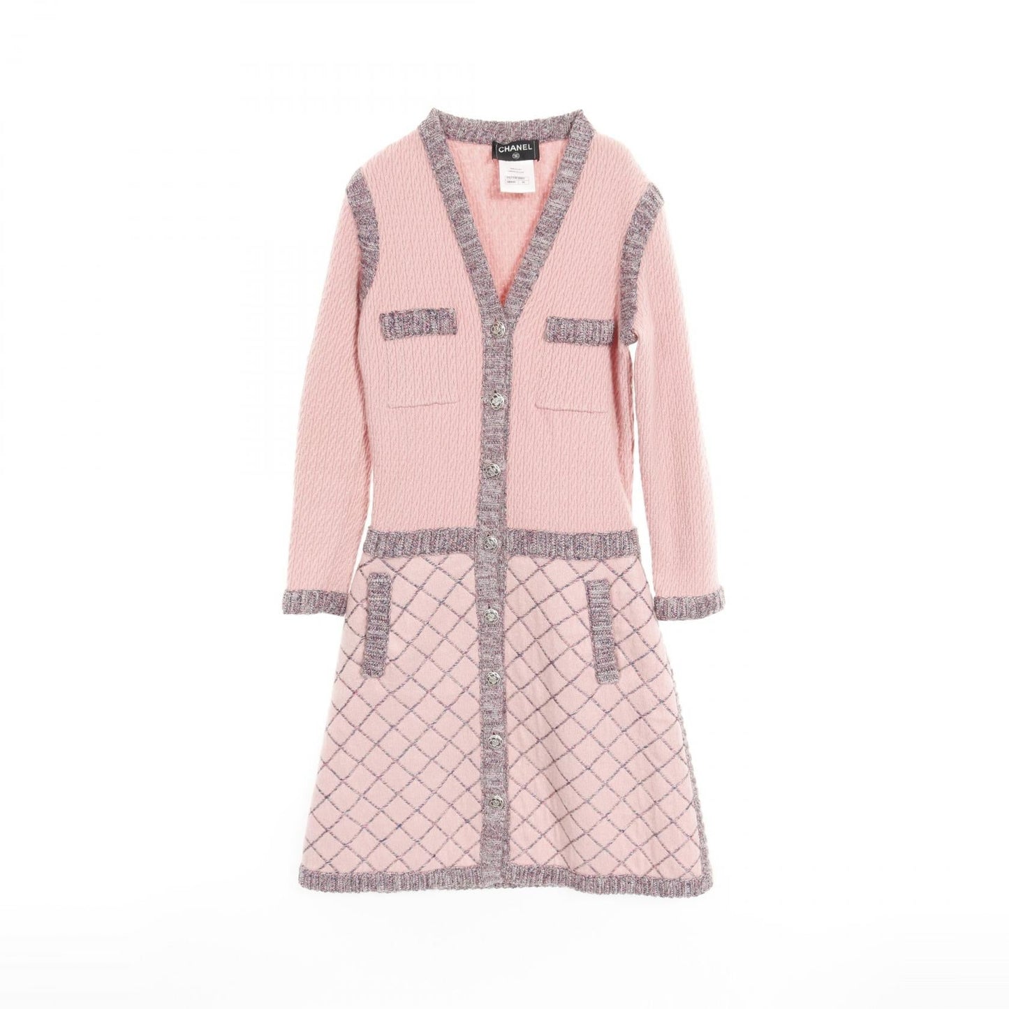 Chanel Camellia Button Silk Cashmere Dress