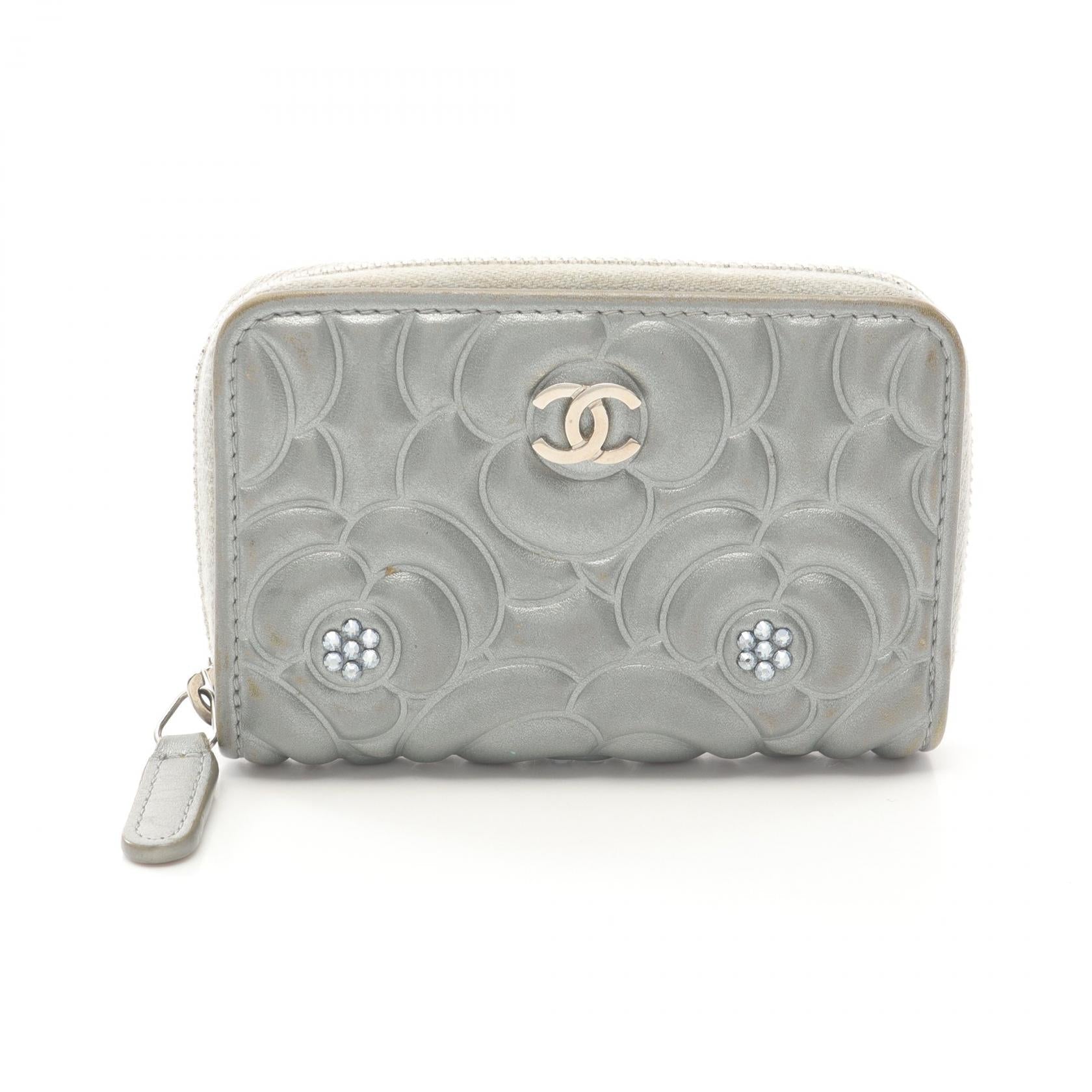 Chanel Camellia Lambskin Coin Case