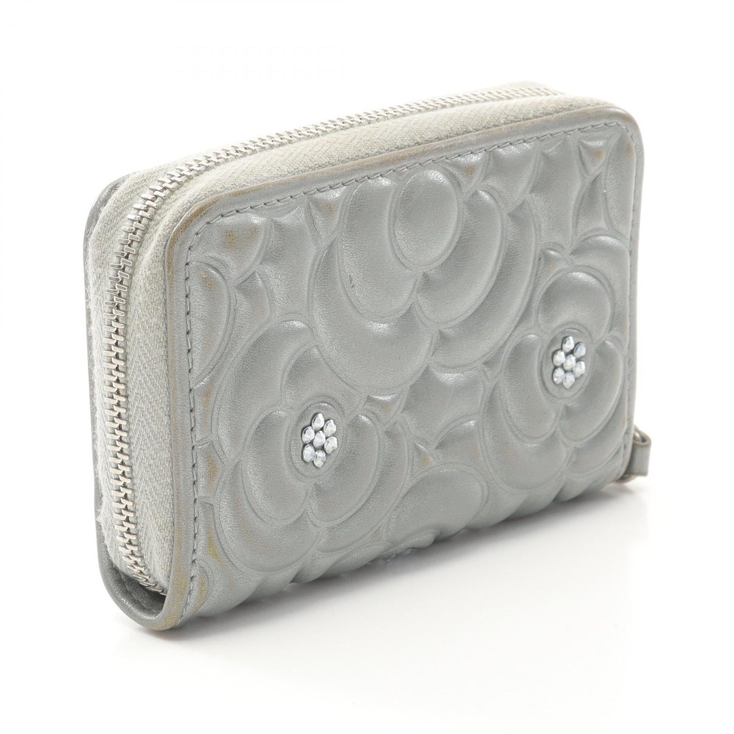 Chanel Camellia Lambskin Coin Case