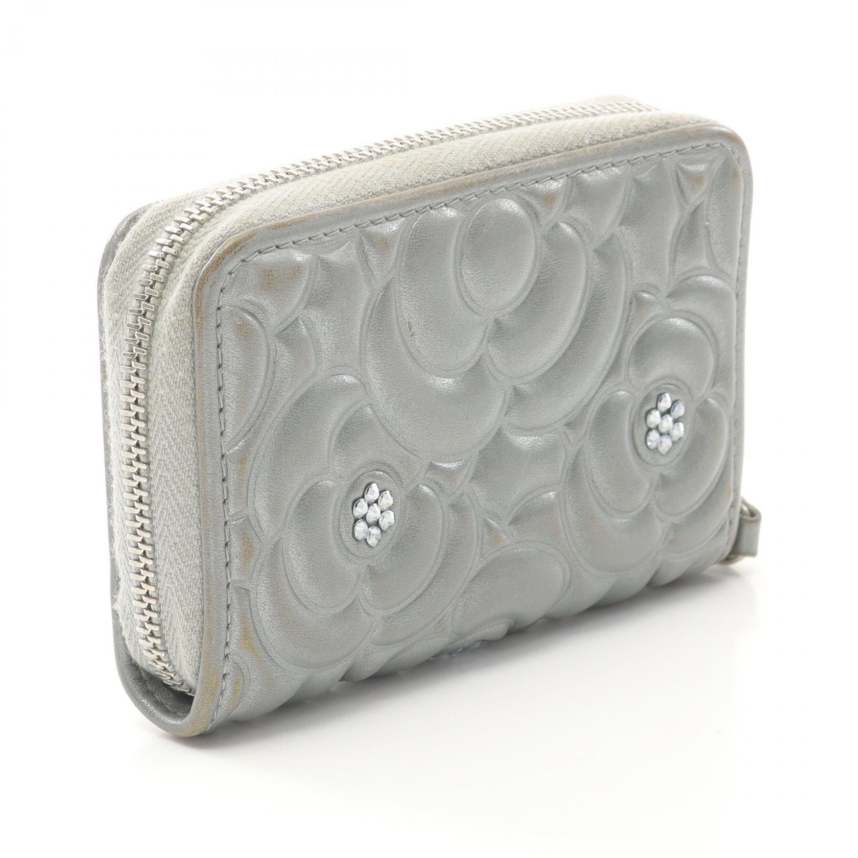 Chanel Camellia Lambskin Coin Case