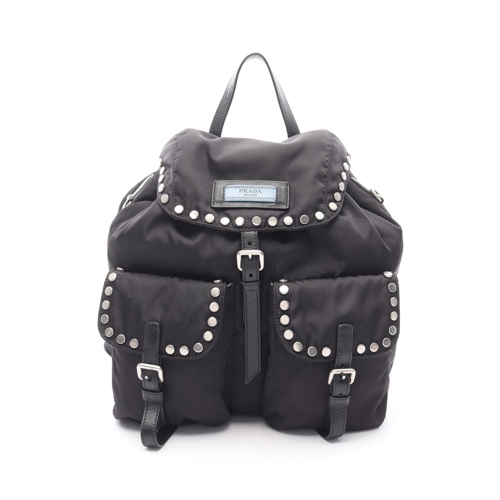 Prada Vela Backpack Leather Nylon