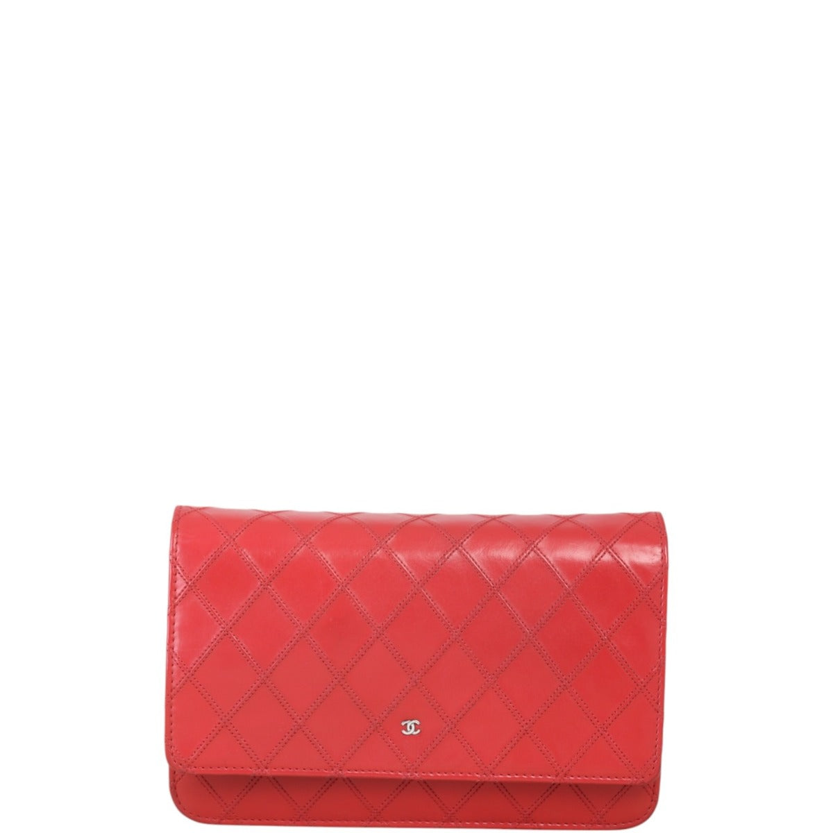Chanel Double Stitch Wallet on Handbag Quilted Red Crossbody Bag