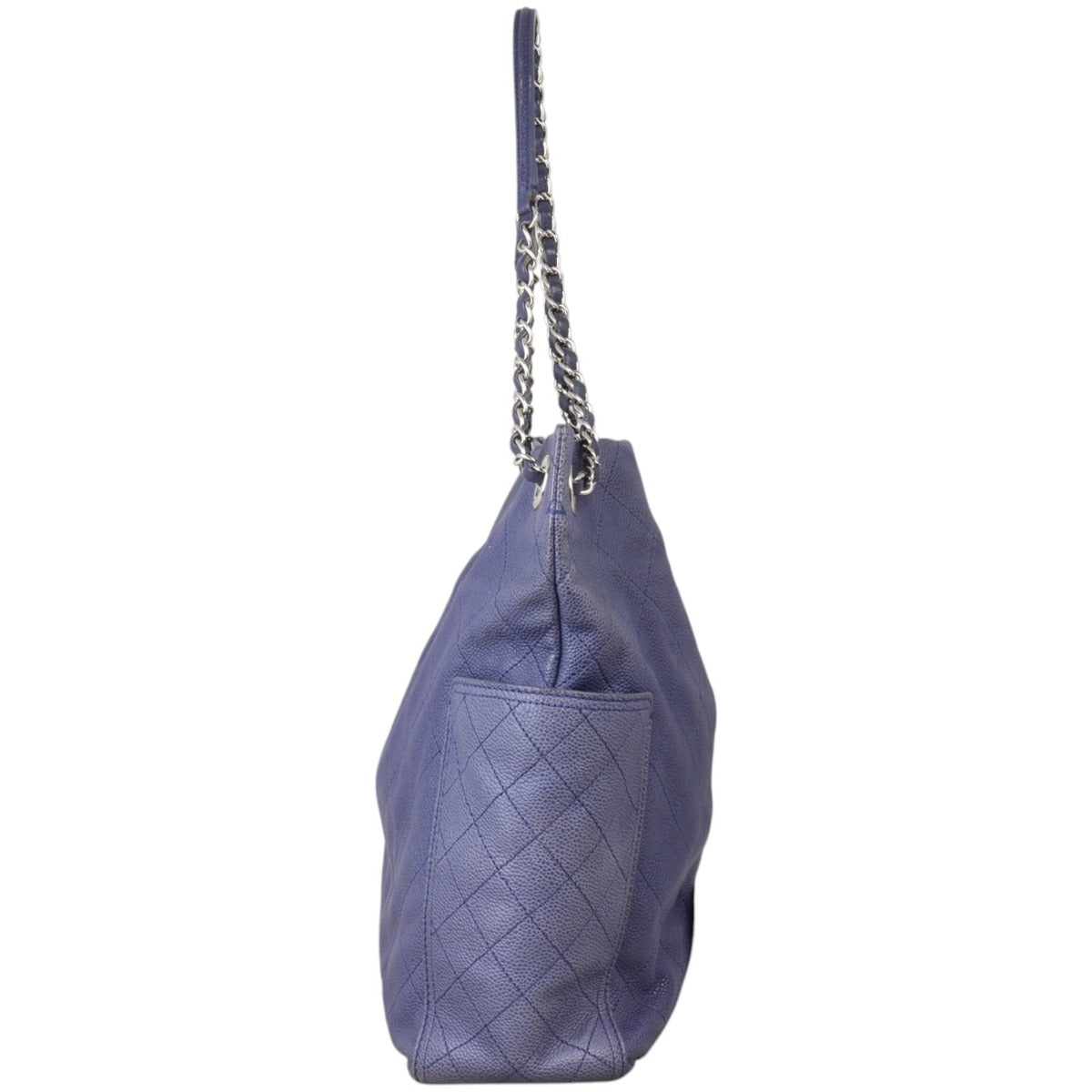 Chanel CC Pocket Hobo Quilted Blue Tote Bag