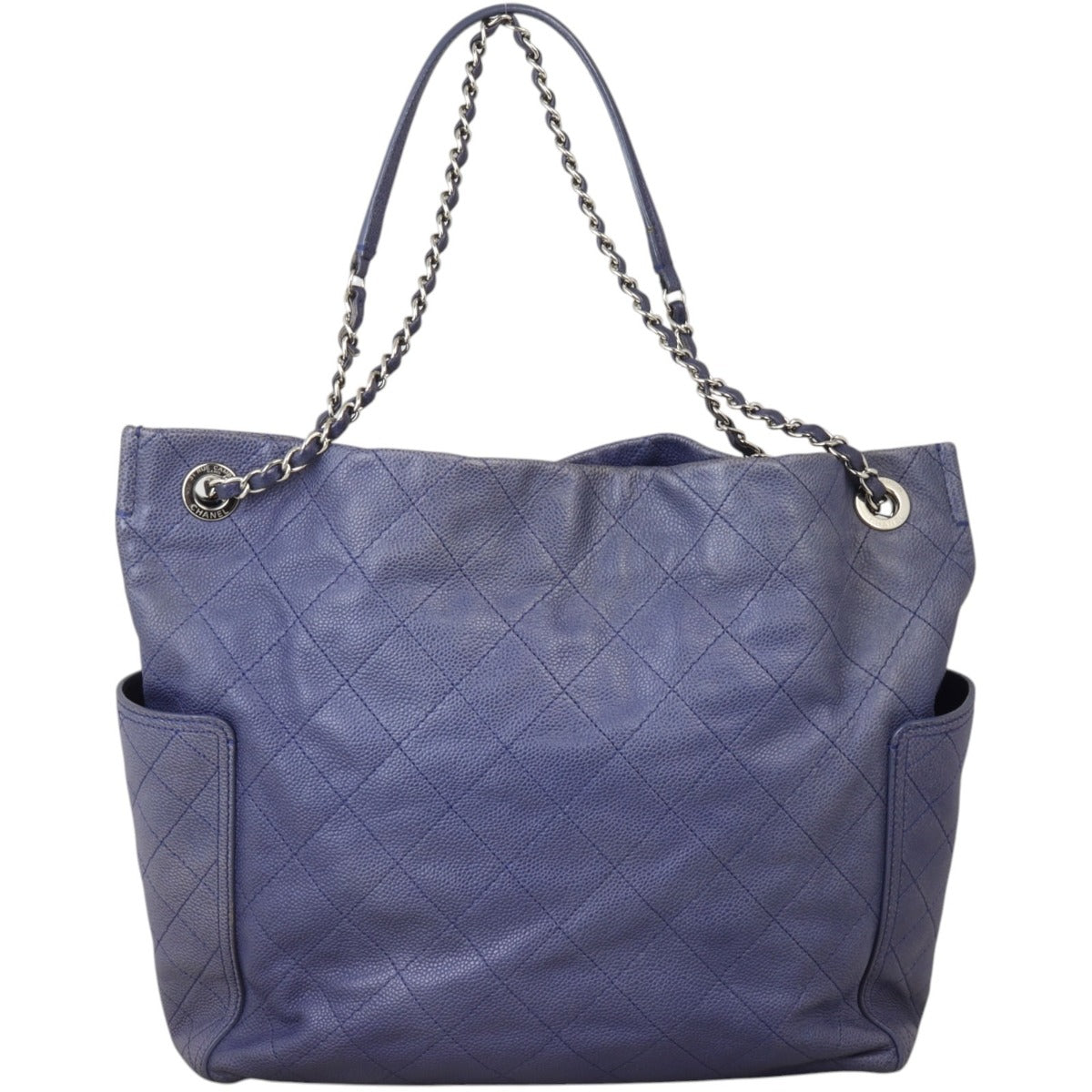 Chanel CC Pocket Hobo Quilted Blue Tote Bag