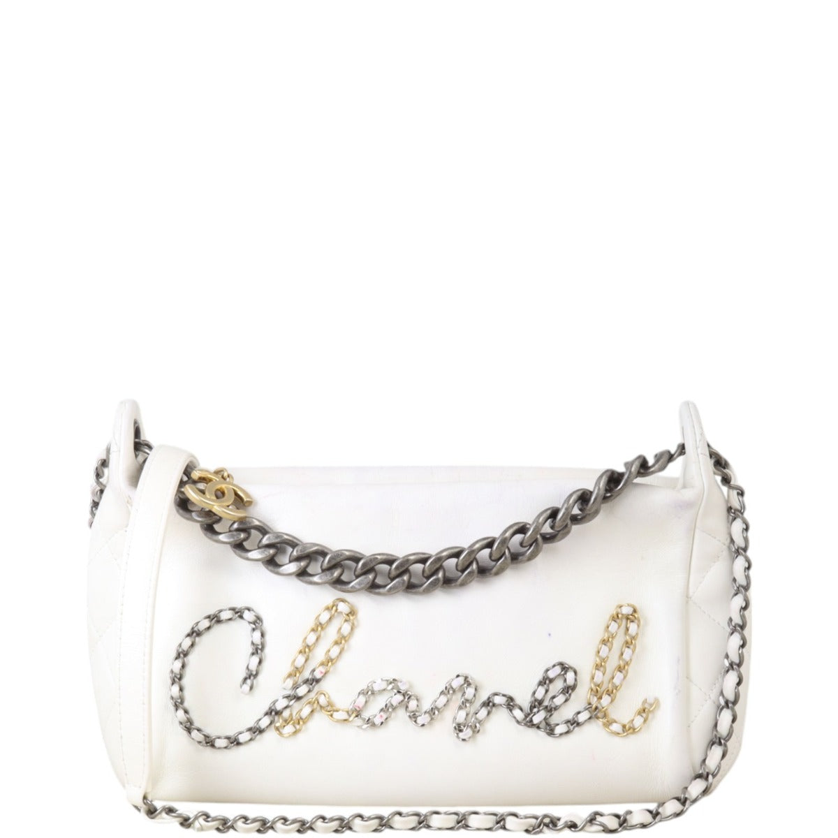 Chanel Written in Hobo Quilted White Crossbody Bag