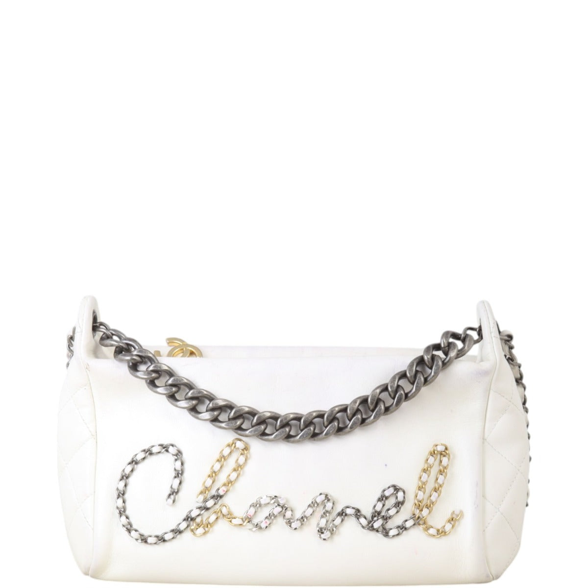Chanel Written in Hobo Quilted White Crossbody Bag