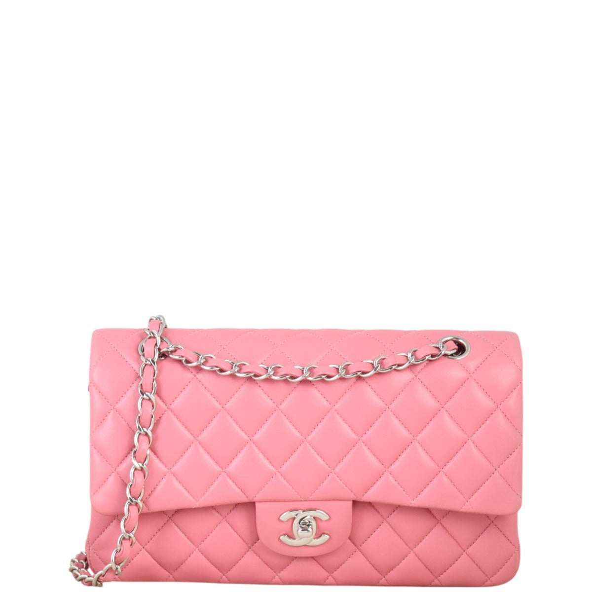 Chanel Classic Double Flap Handbag Quilted Pink Crossbody Bag