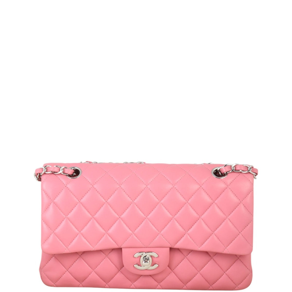 Chanel Classic Double Flap Handbag Quilted Pink Crossbody Bag