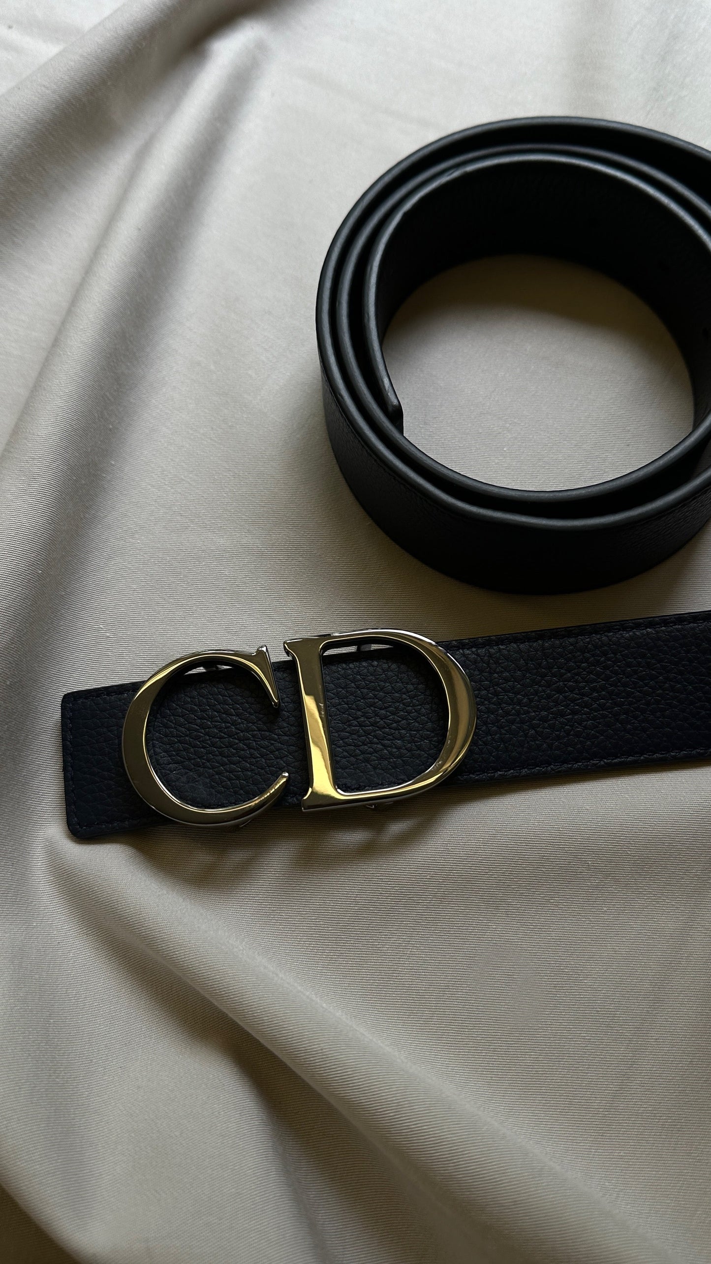 Dior Reversible CD Belt 35 Black Navy