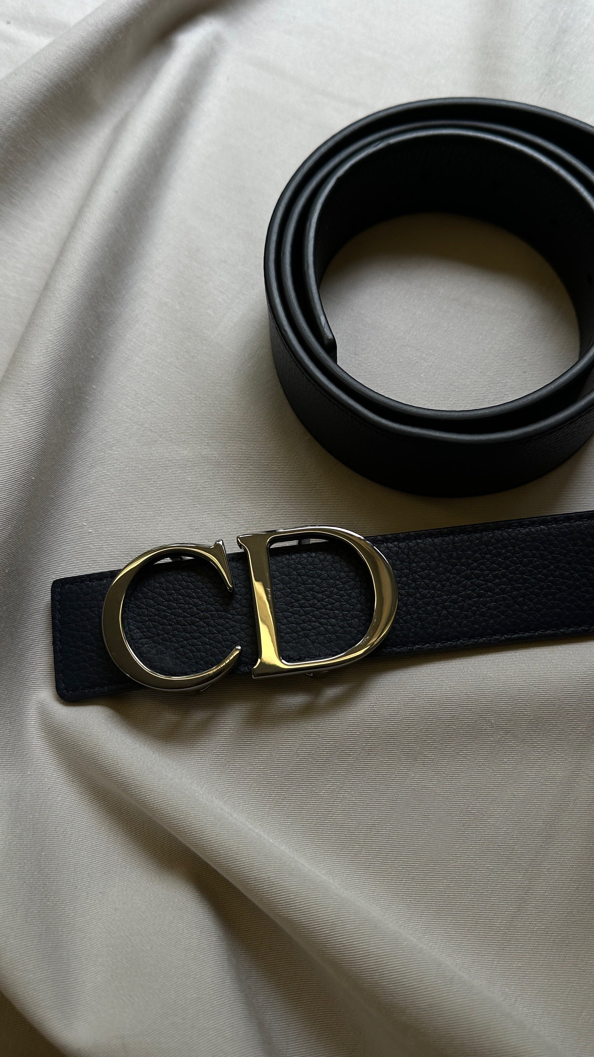 Dior Reversible CD Belt 35 Black Navy