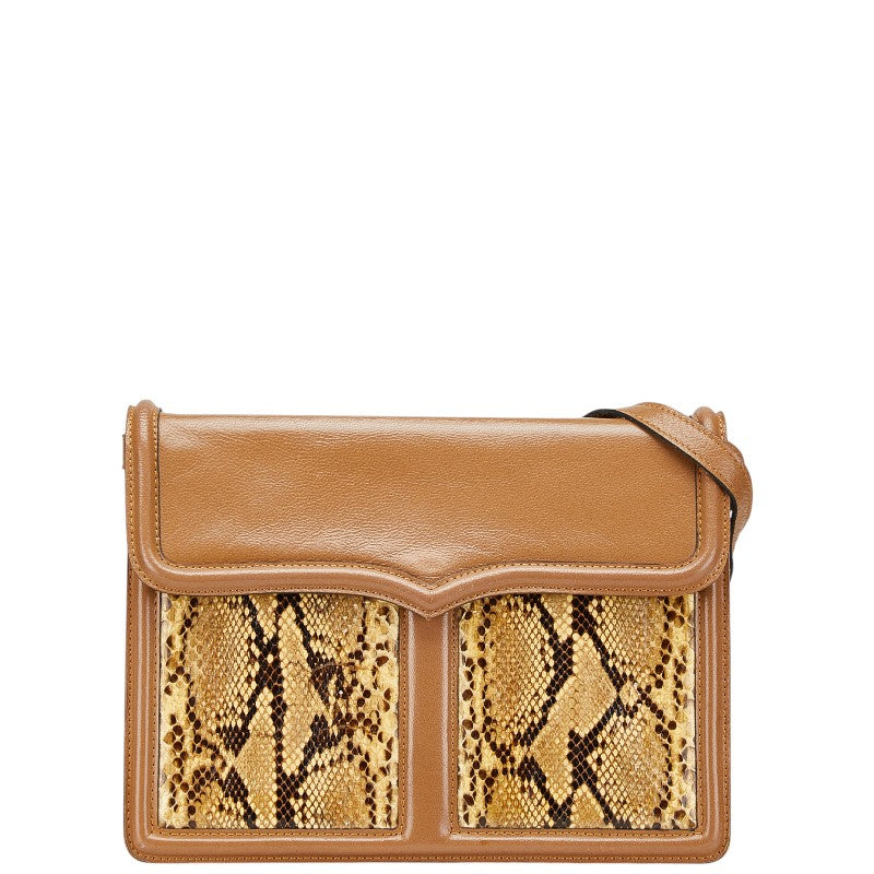 YSL Saint Laurent Shoulder Bag Leather Python Embossed