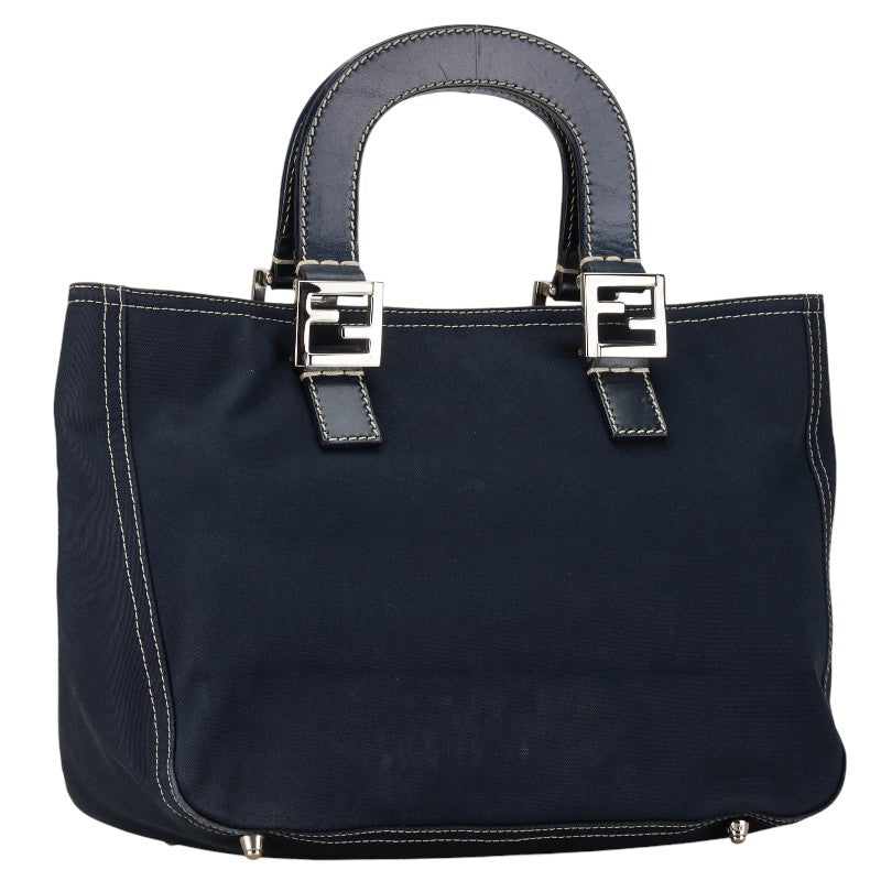 Fendi Hardware Handbag Leather Canvas Logo Travel Bag
