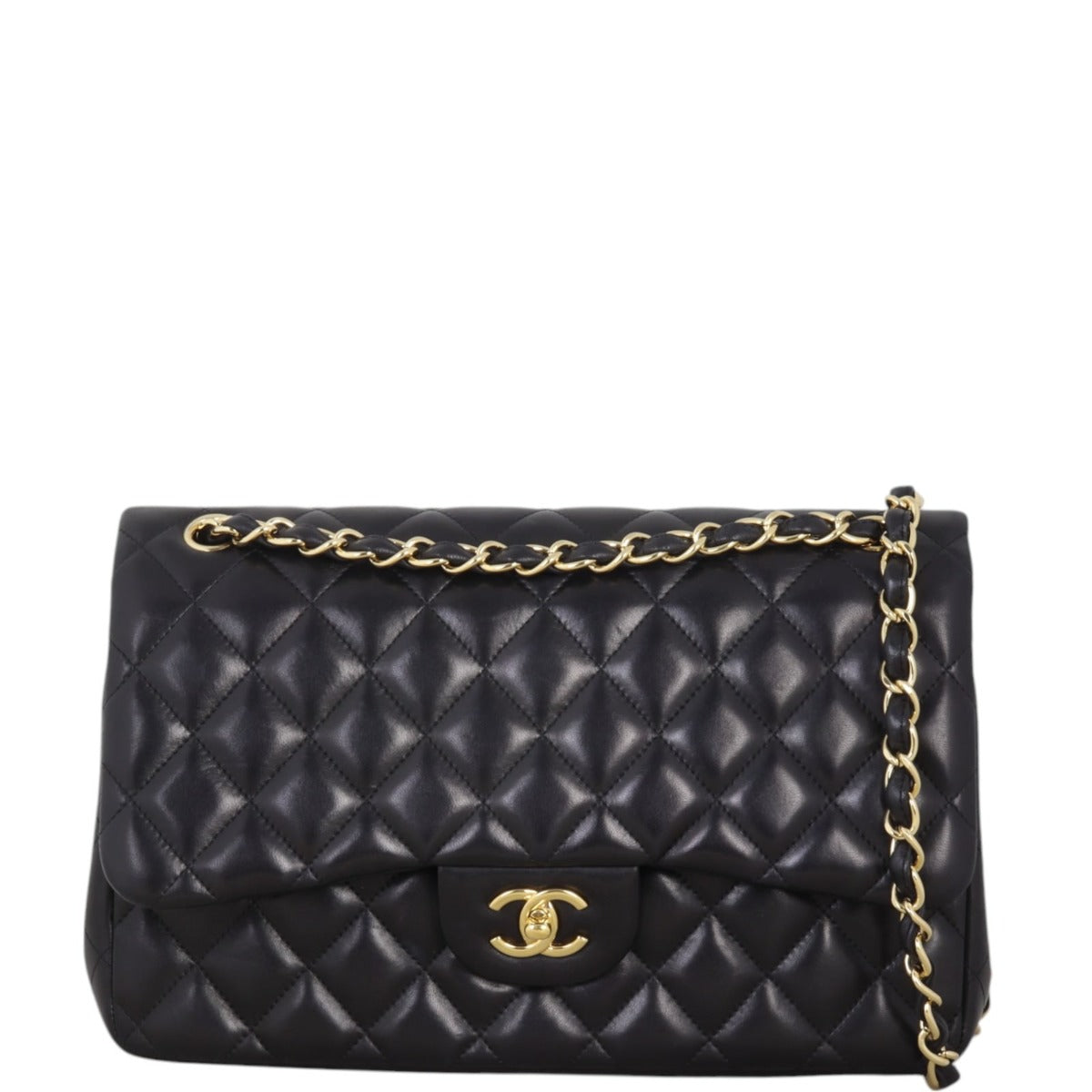 Chanel Classic Double Jumbo Handbag Quilted Black Crossbody Bag Jumbo 06012025