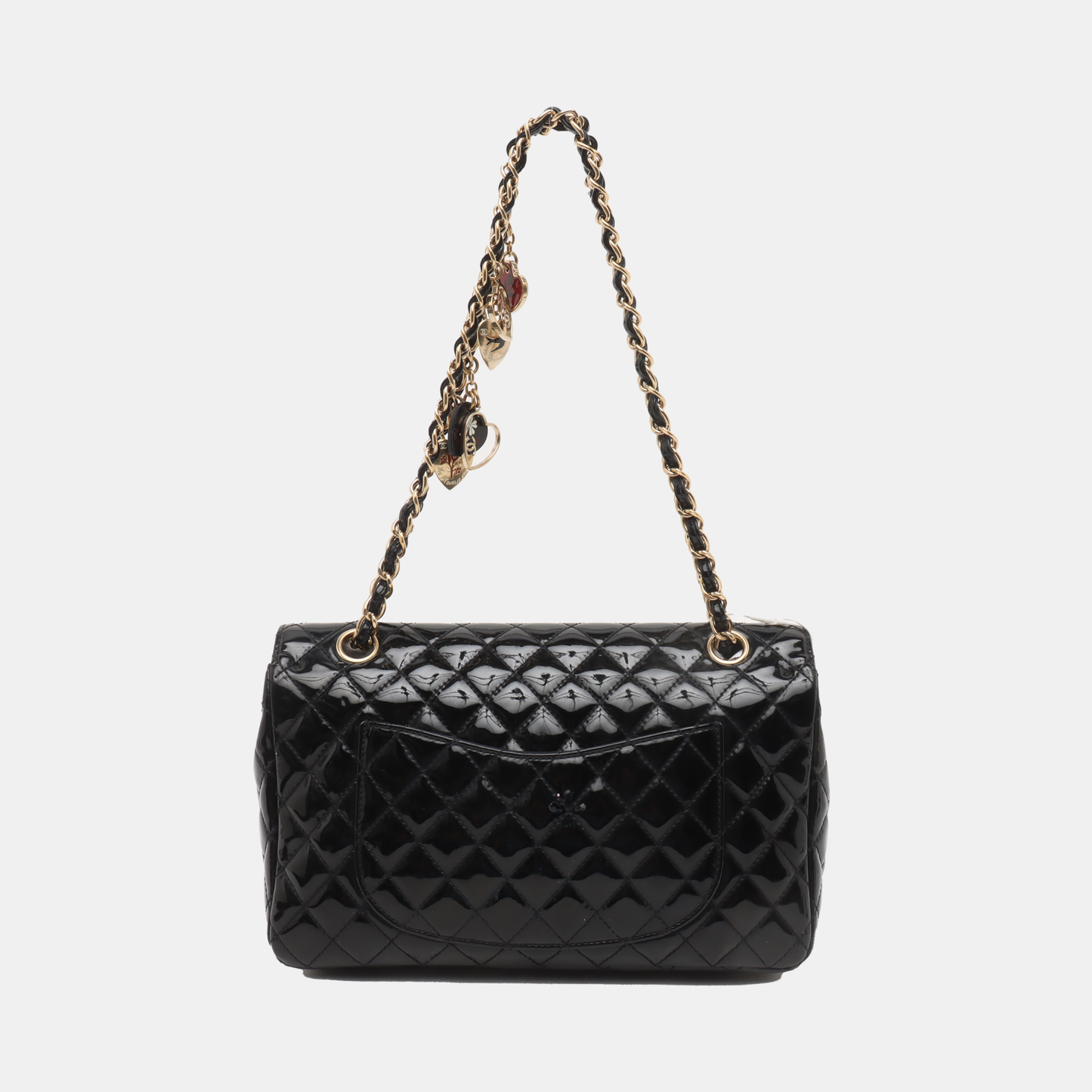 Chanel Classic Flap Patent HW Seasonal Black Gold Leather Handbag