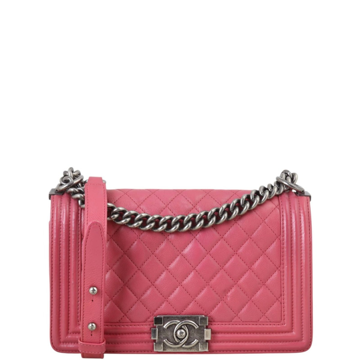 Chanel Boy Old Handbag Quilted Pink Crossbody Bag