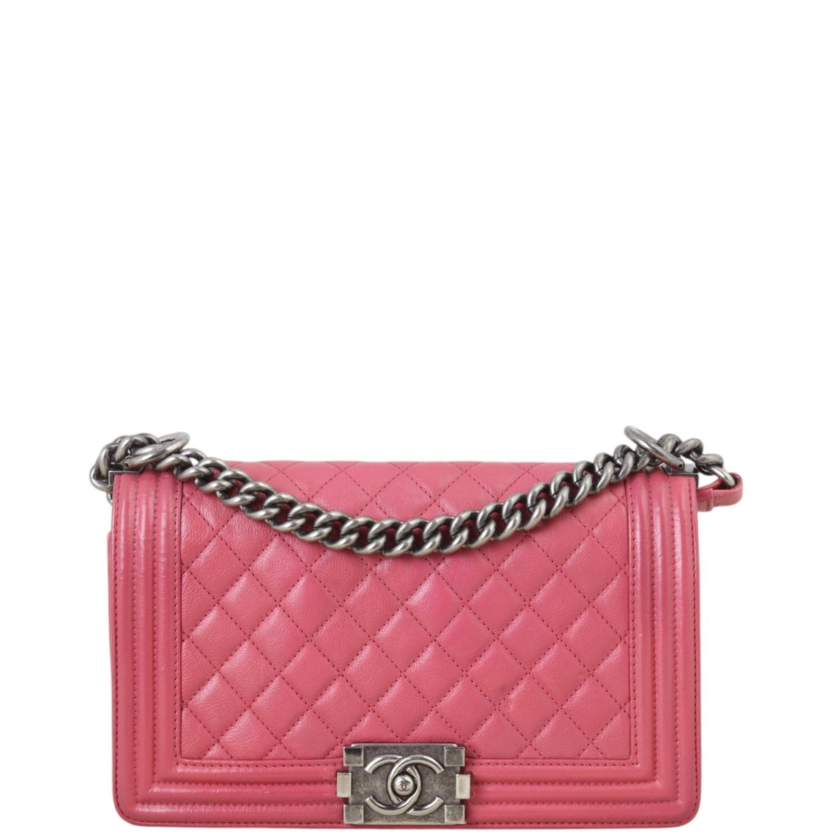 Chanel Boy Old Handbag Quilted Pink Crossbody Bag