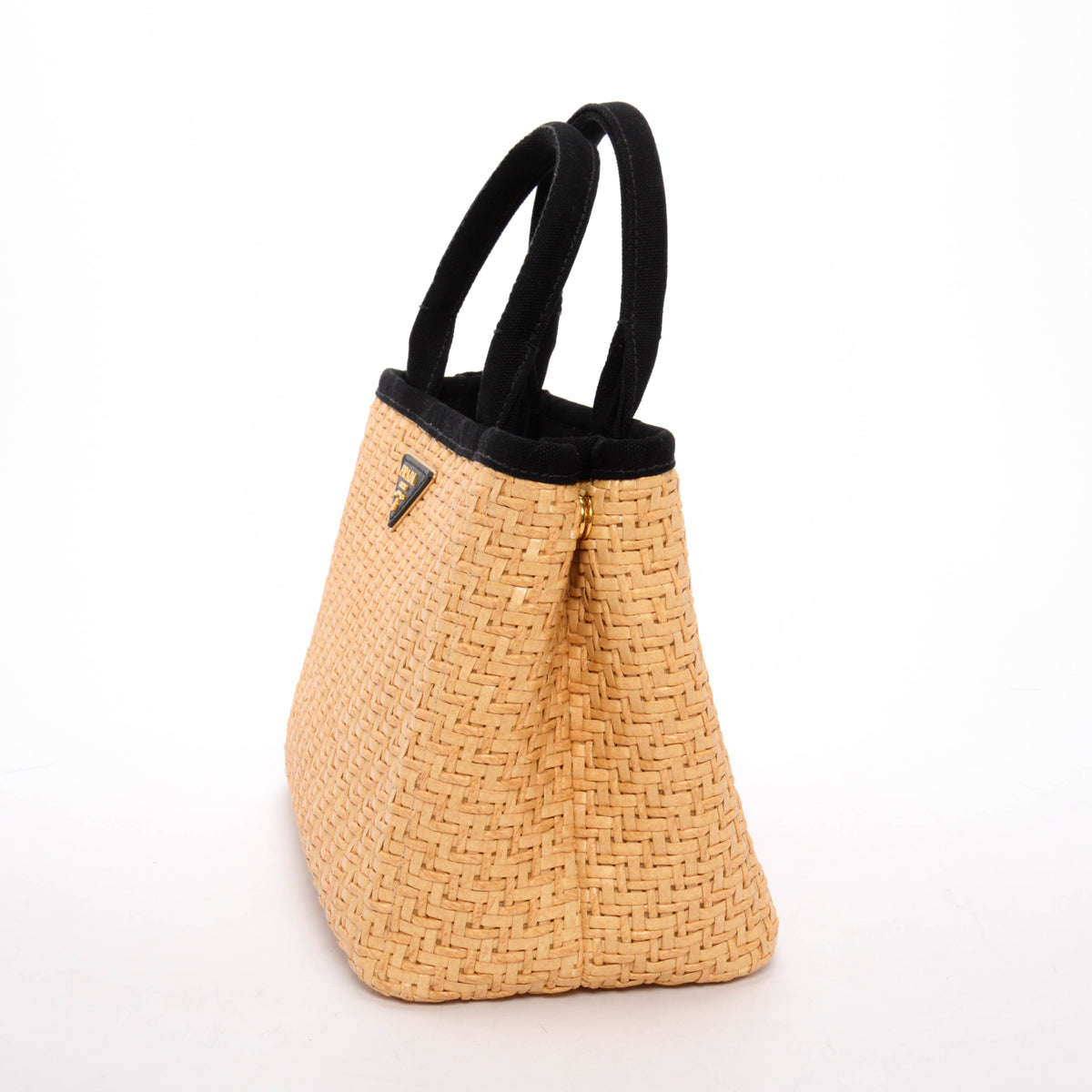 Prada Tote Raffia Black Woven Tote Bag