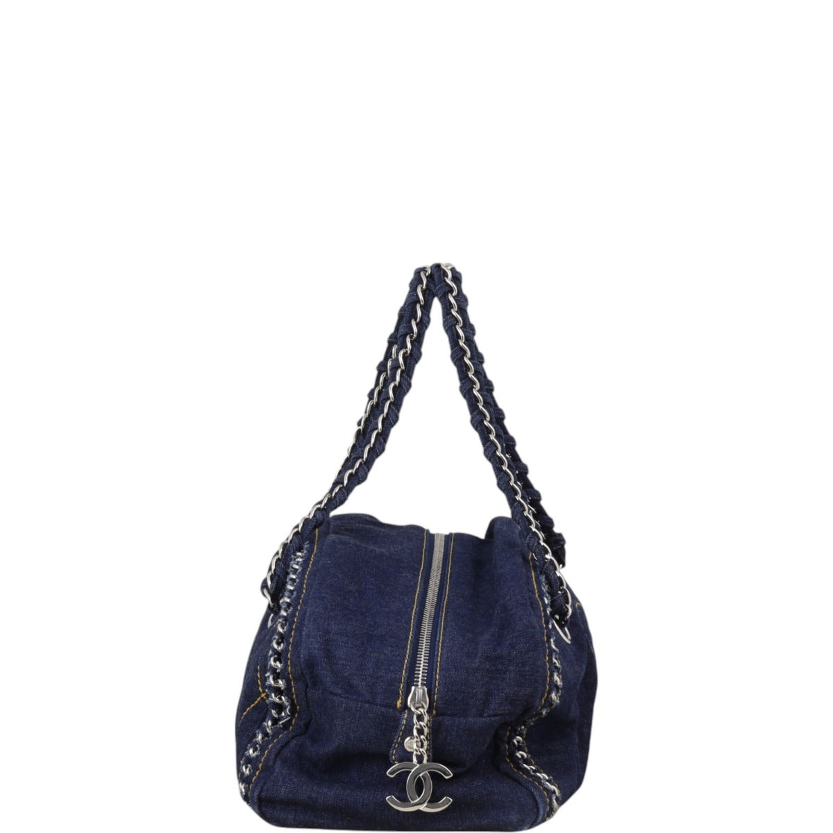 Chanel Luxe Ligne Bowler Handbag Denim Blue
