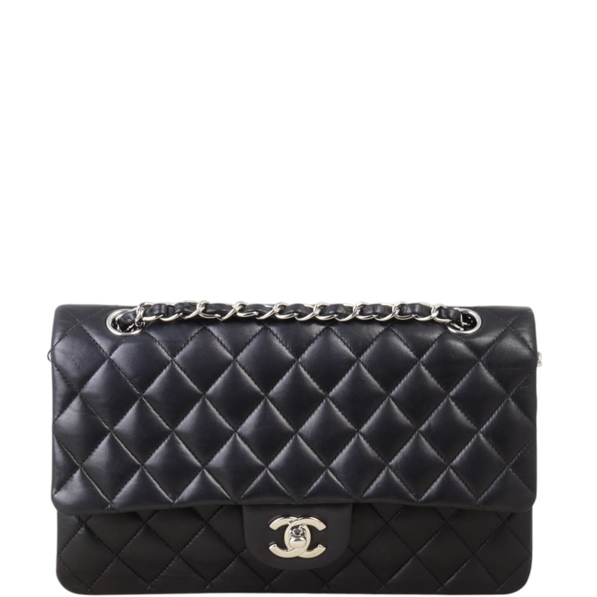 Chanel Classic Double Flap Lambskin Handbag Quilted Black Crossbody Bag