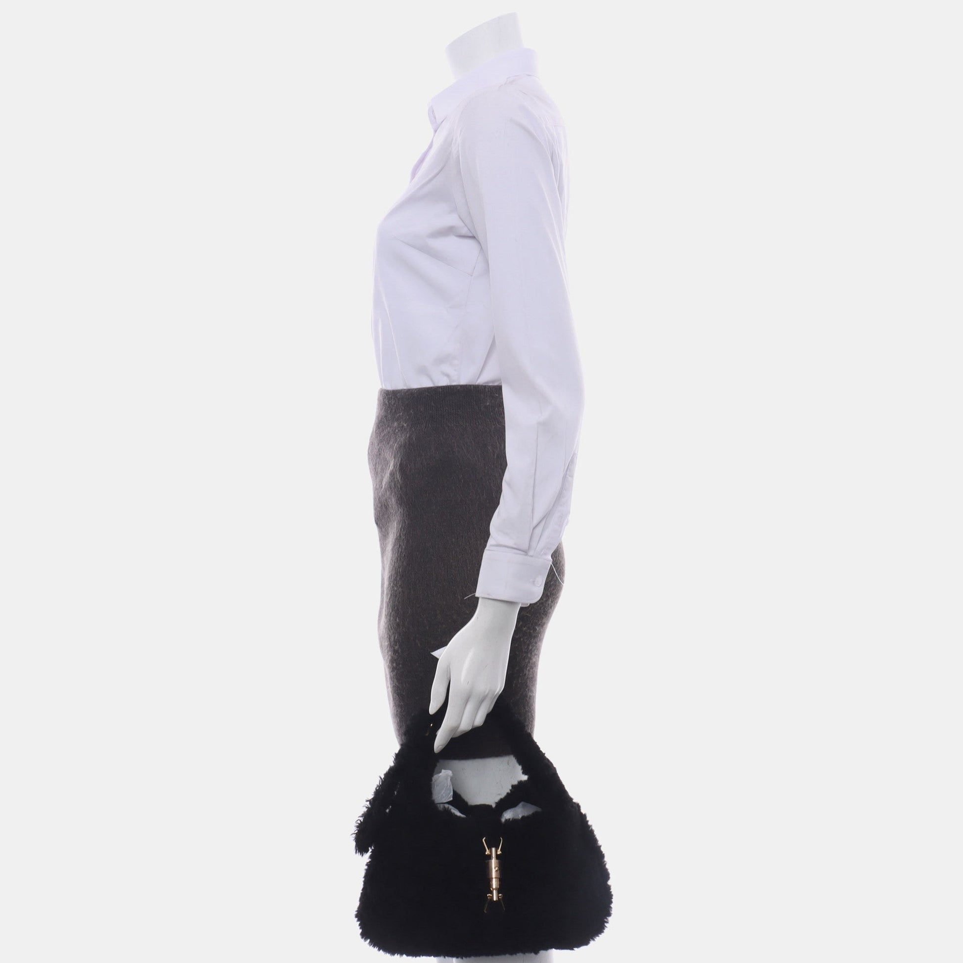 Gucci Jackie Fluffy Shearling Black Small Travel Bag