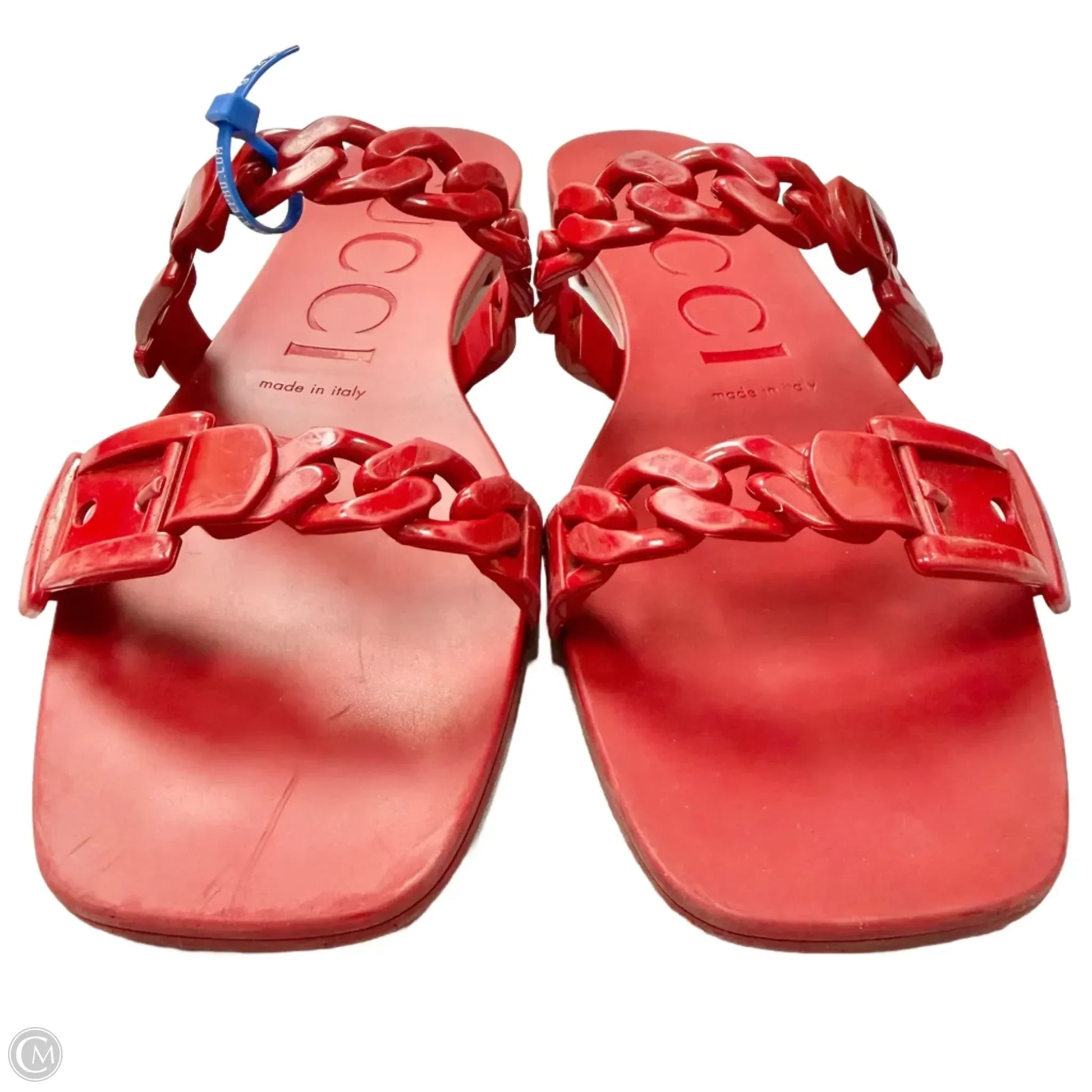 Sandals Luxury Designer By Gucci In Red, Size: 10.5