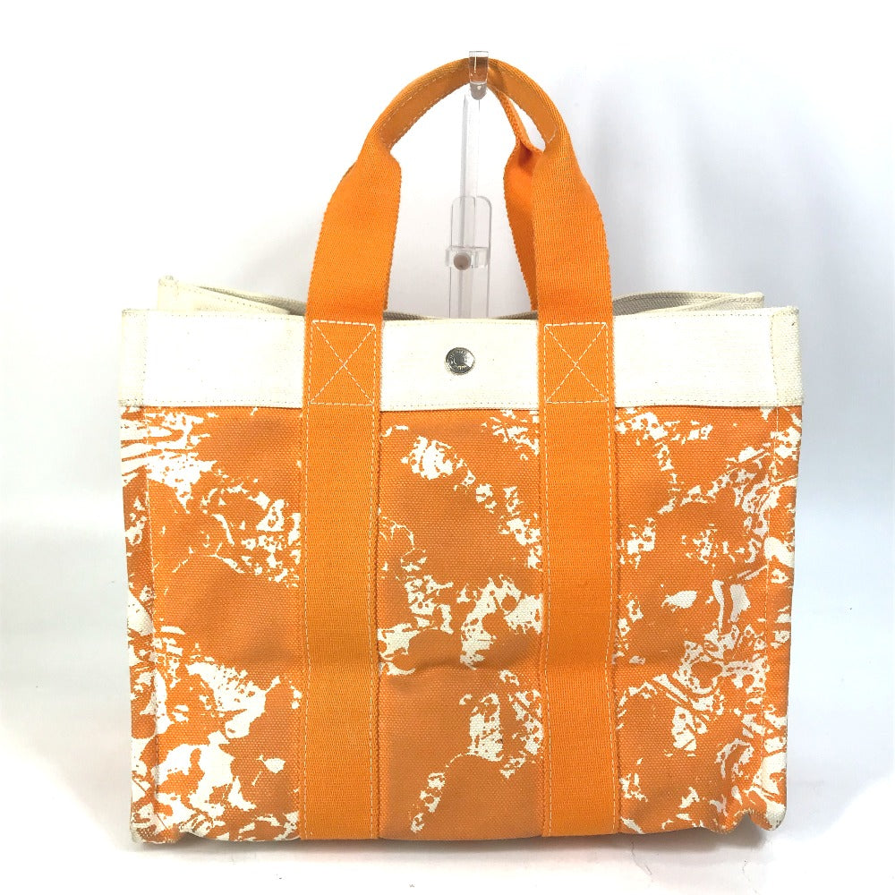 Hermes Tote Bag Handbag Bora Bora Pm Cheval Spries Canvas Orange