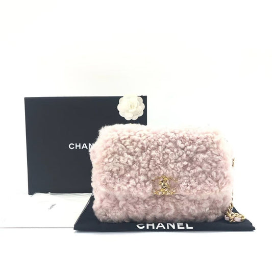 Chanel 19 Shearling Flap Pink Small Shoulder Bag Flap Bag