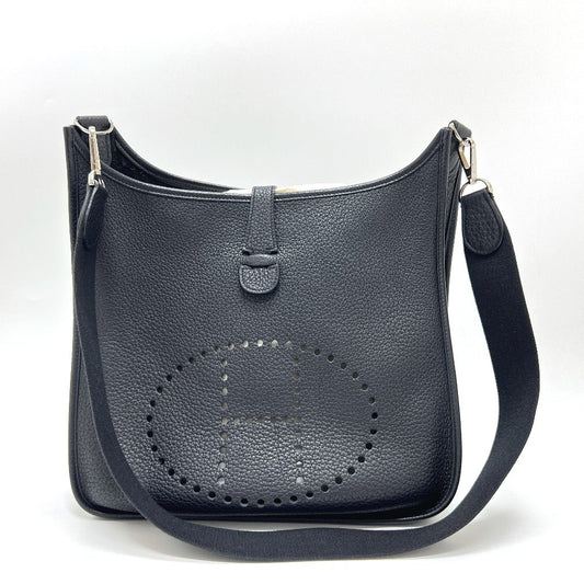 Hermes Shoulder Bag Taurillon Clemence Evelyn 1Gm Black