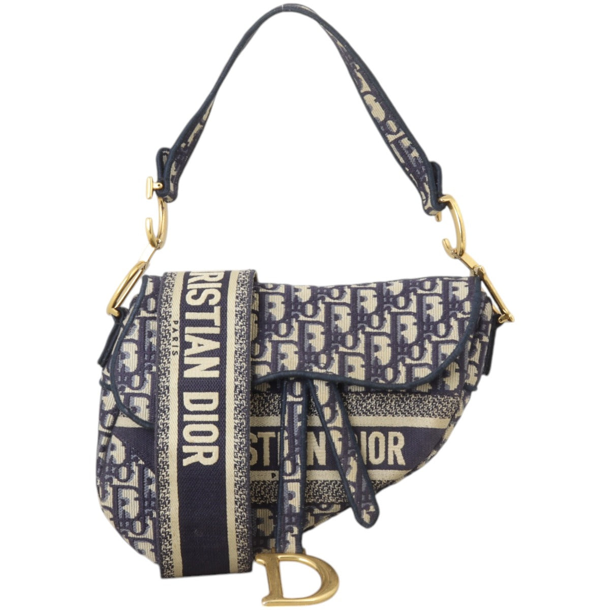 Dior Shoulder Bag Saddle Bag Oblique with Strap Canvas Embroidered