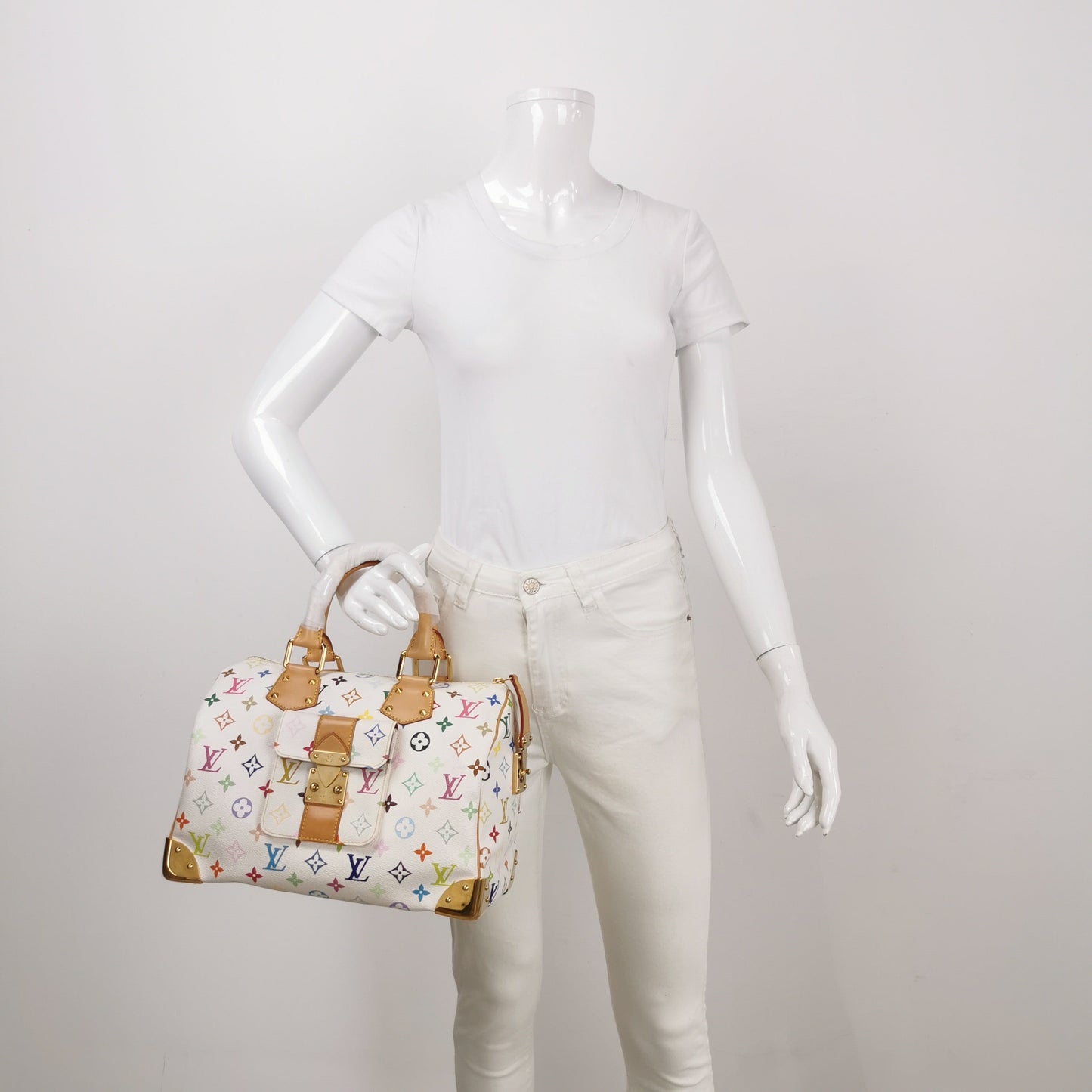 Louis Vuitton x Takashi Murakami Speedy 30 White Multicolor Handbag Multicolor 4