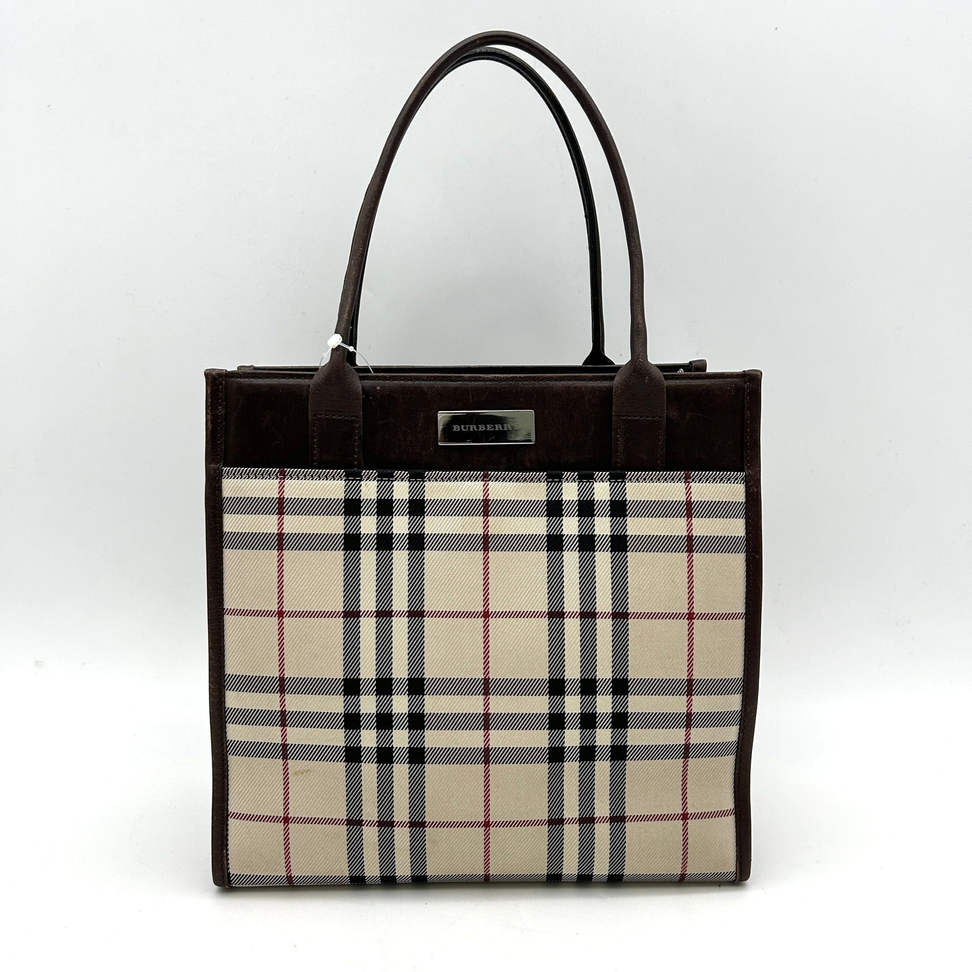 Burberry Luxury Trimmed Pvc Handle Bag Neutrals Handle Bags Leather Travel Bag